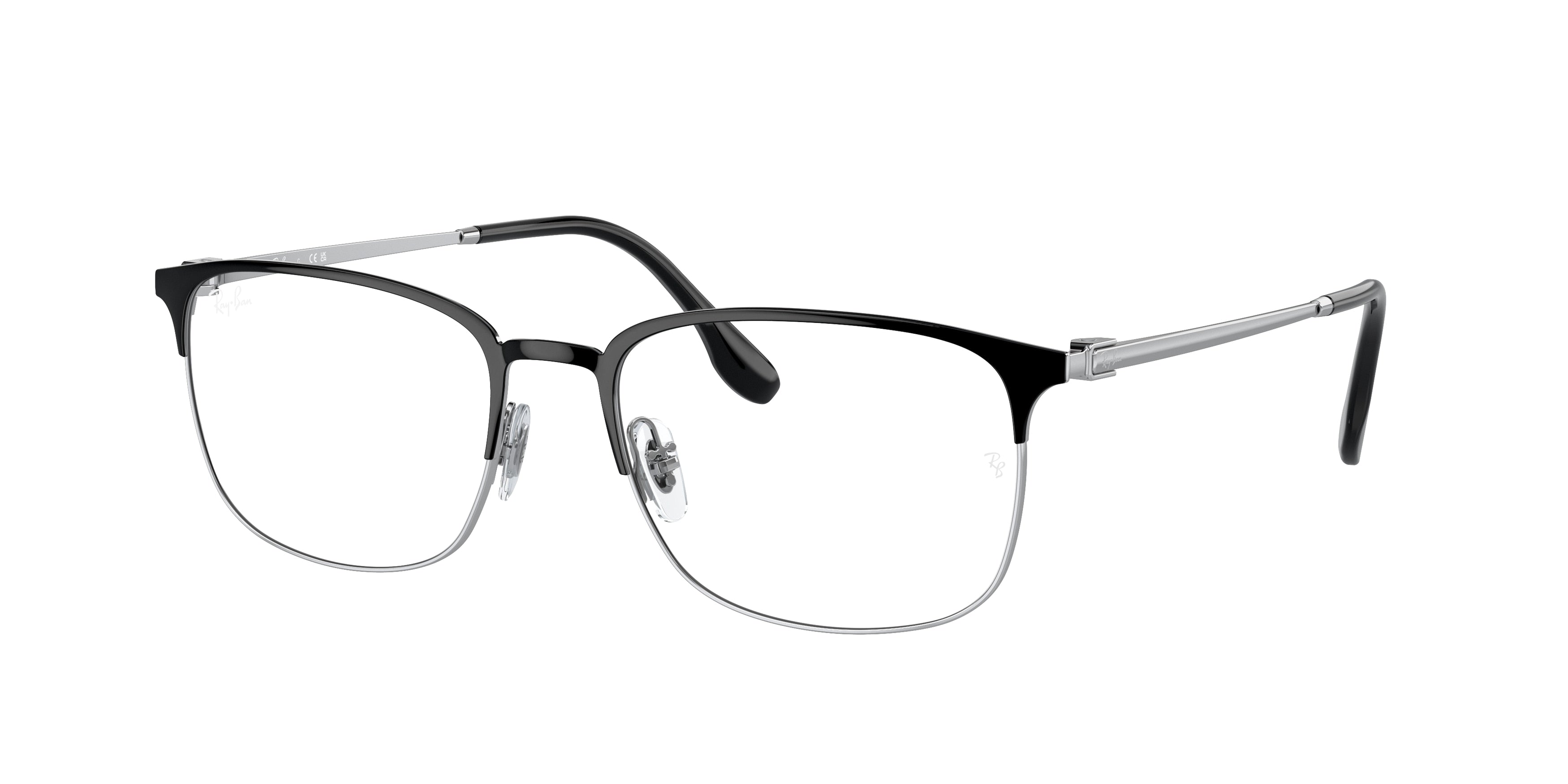 Ray-Ban Optical RX6494 Pillow Eyeglasses  2861-Black On Silver 56-145-18 - Color Map Black
