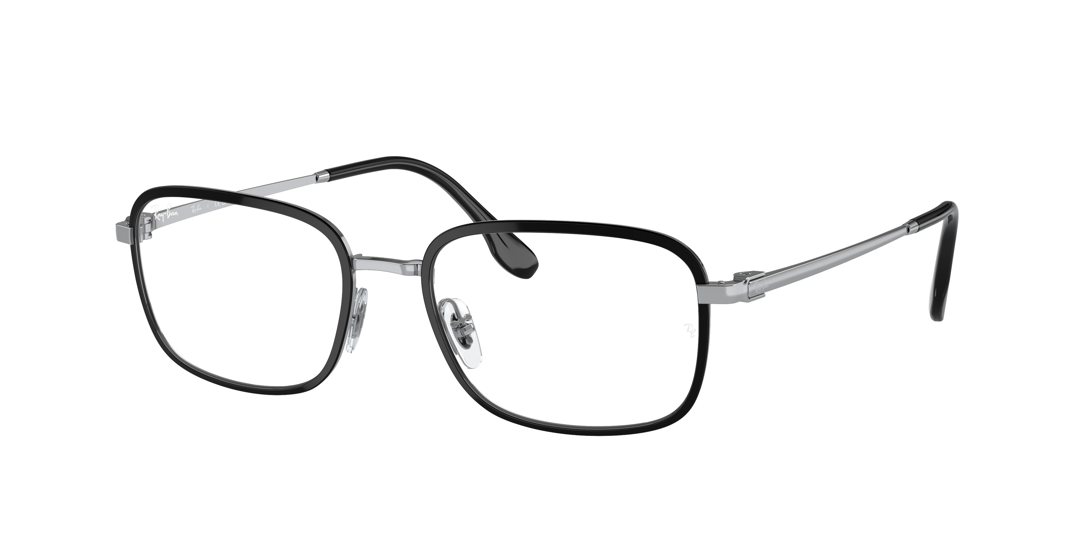 Ray-Ban Optical RX6495 Pillow Eyeglasses  2861-Black On Silver 54-145-19 - Color Map Black