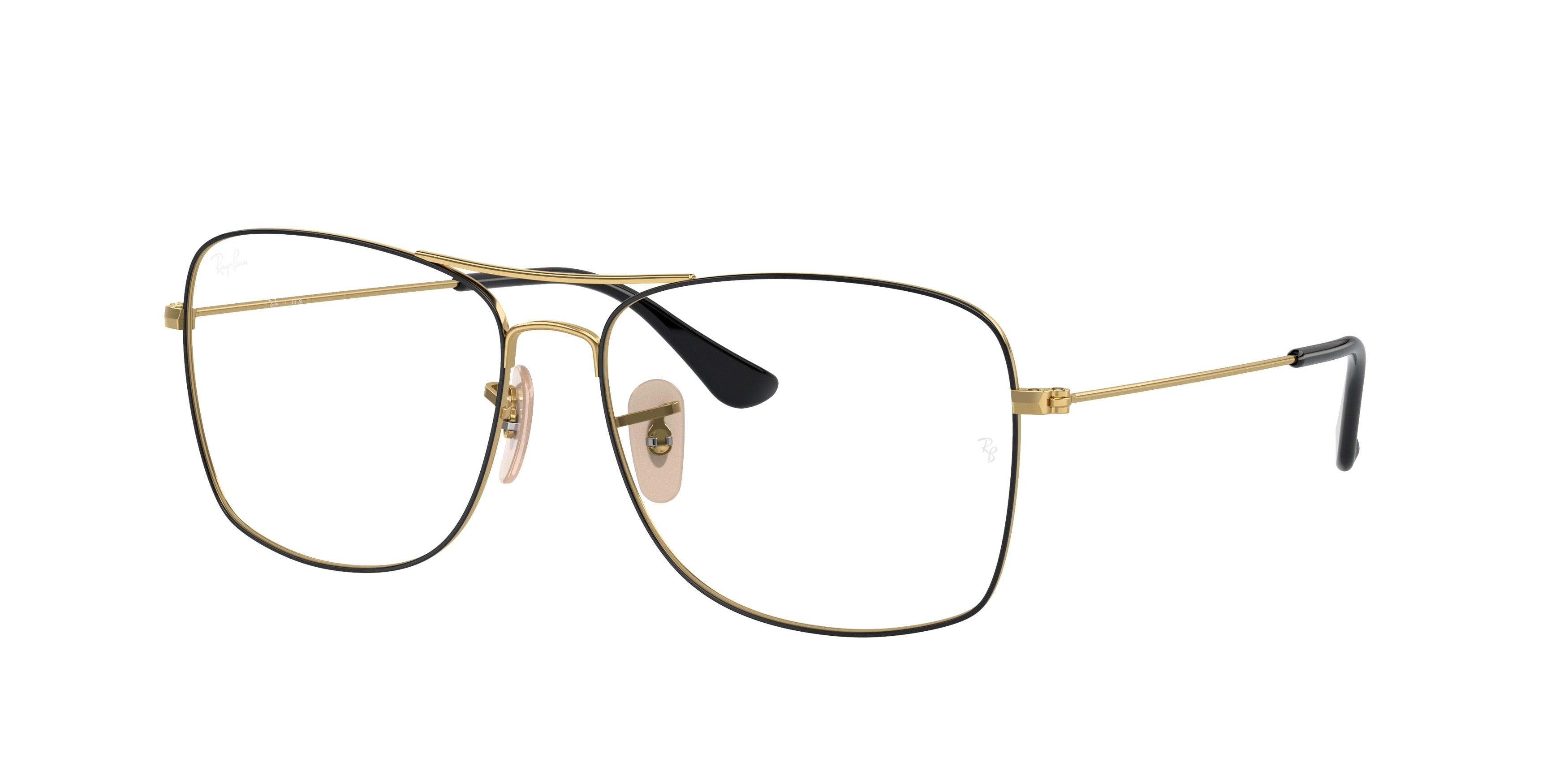 Ray-Ban Optical RX6498 Square Eyeglasses  2991-Black On Gold 57-145-15 - Color Map Black