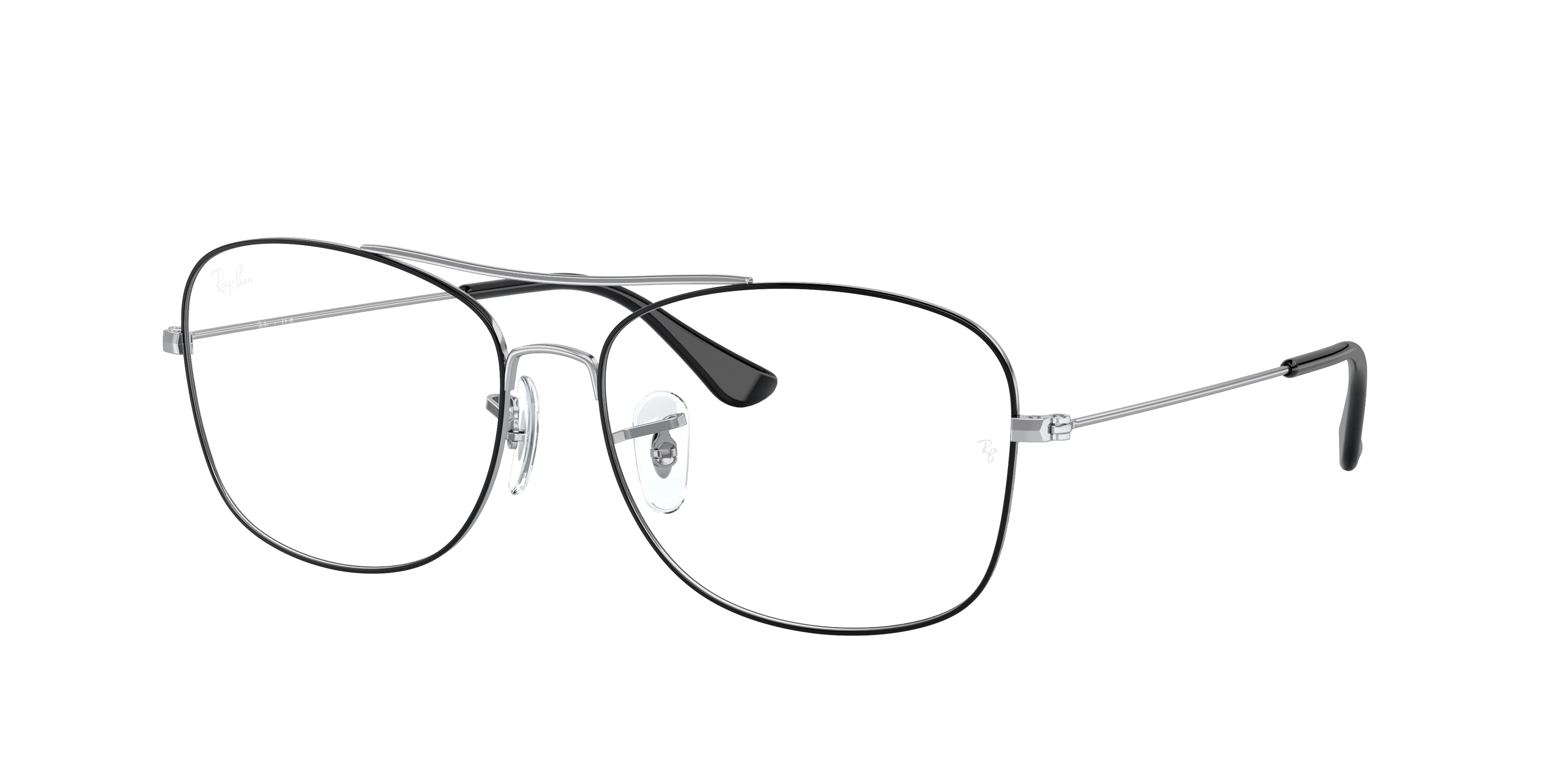 Ray-Ban Optical RX6499 Pillow Eyeglasses  2983-Black On Silver 57-145-15 - Color Map Black