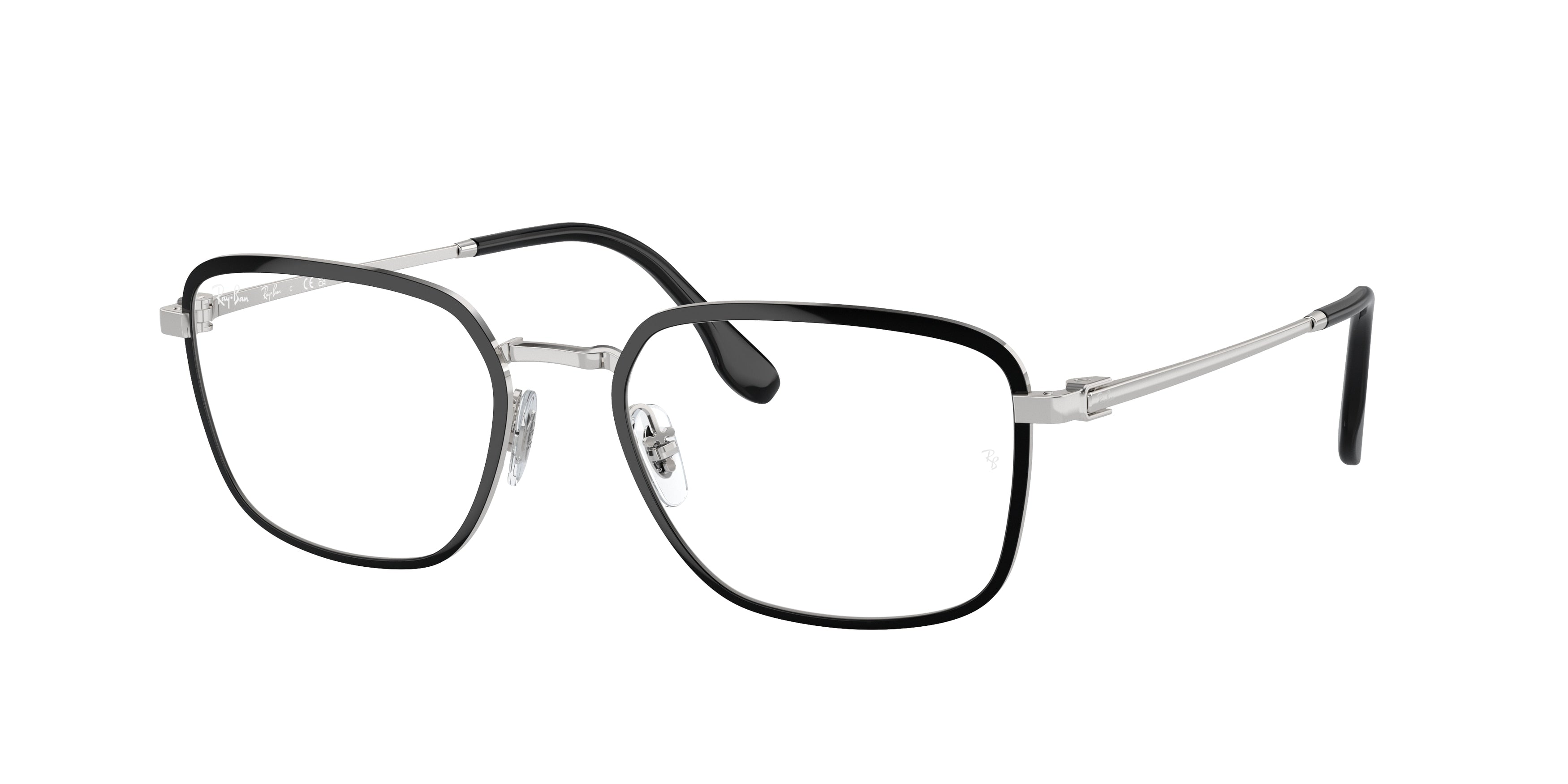 Ray-Ban Optical RX6511 Pillow Eyeglasses  2861-Black On Silver 55-145-19 - Color Map Black