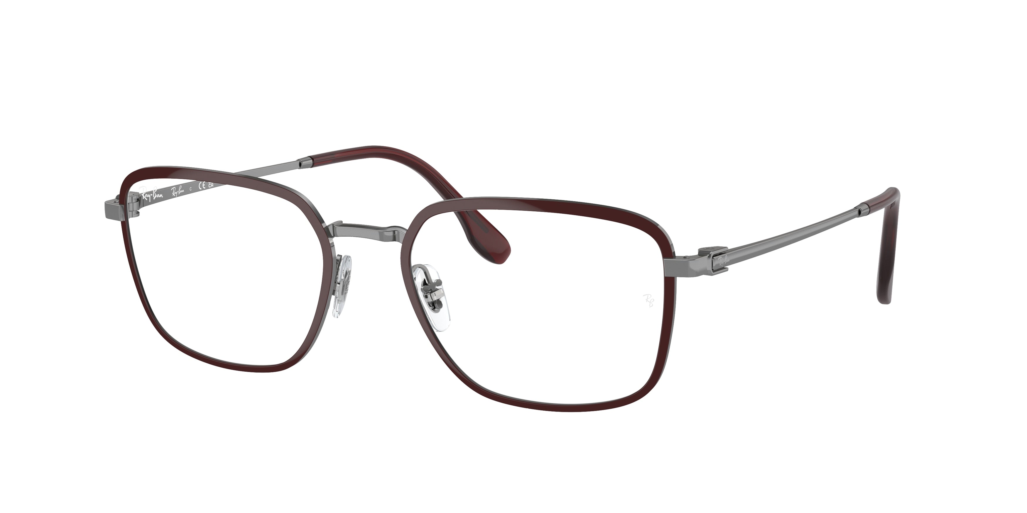 Ray-Ban Optical RX6511 Pillow Eyeglasses  3164-Red On Gunmetal 55-145-19 - Color Map Red
