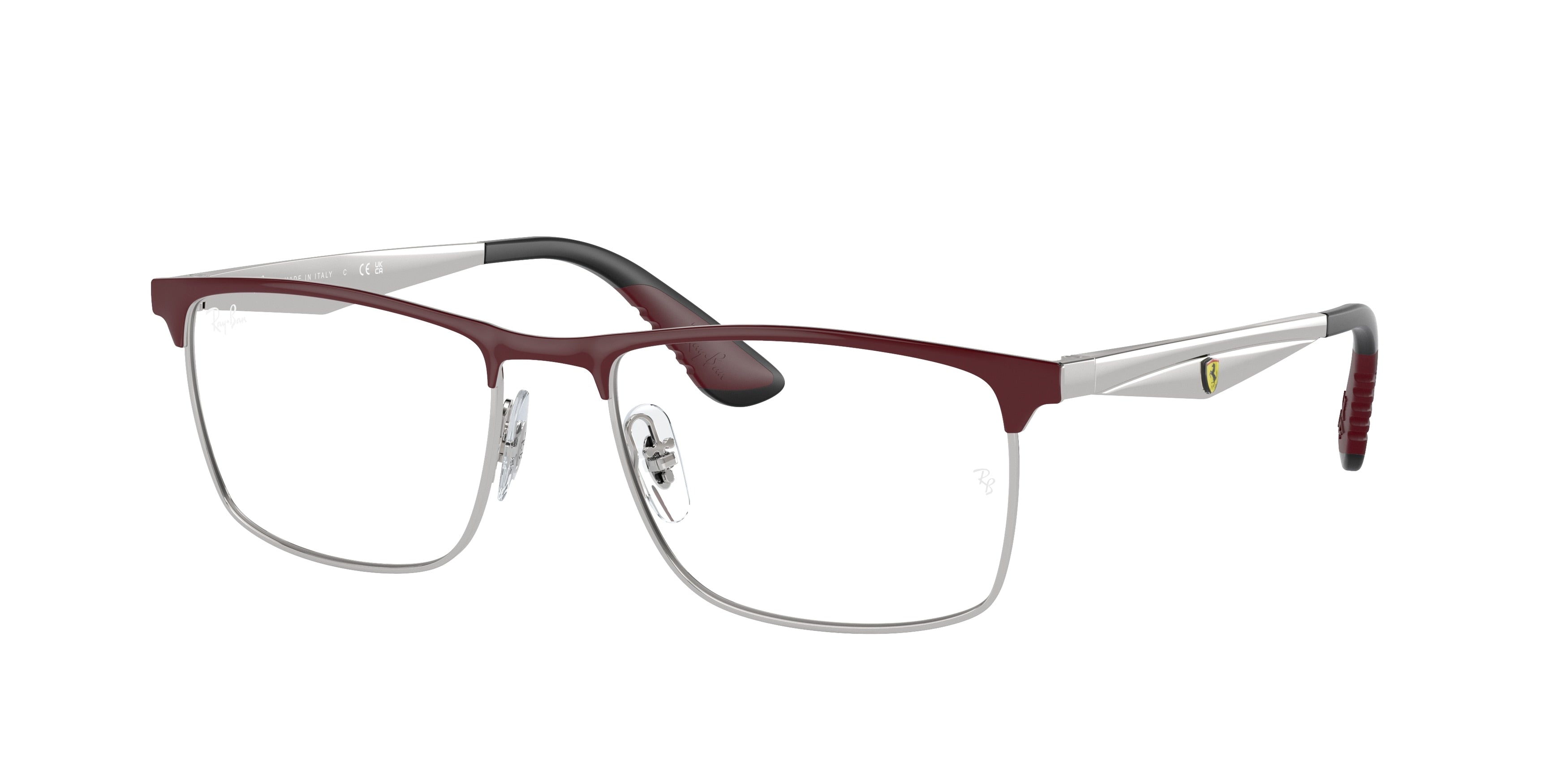 Ray-Ban Optical RX6516M Rectangle Eyeglasses  F090-Dark Red On Silver 55-145-18 - Color Map Red
