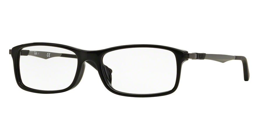 Ray-Ban Optical RX7017F Rectangle Eyeglasses  2000-SHINY BLACK 56-17-145 - Color Map black