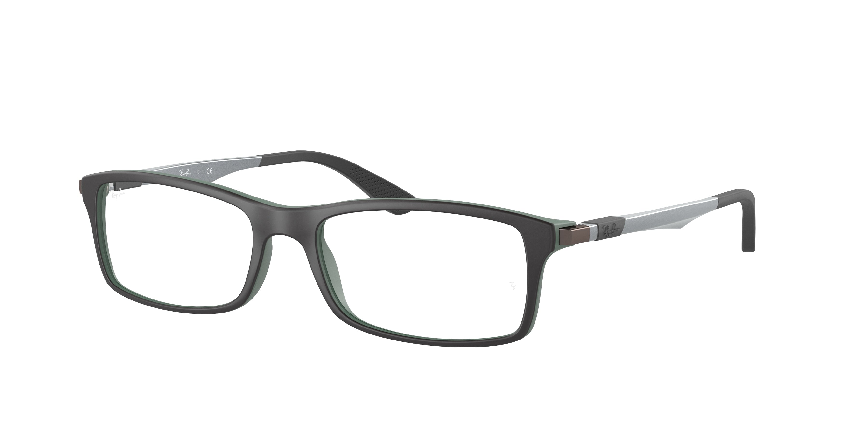 Ray-Ban Optical RX7017 Rectangle Eyeglasses  5197-Black On Green 56-150-17 - Color Map Black
