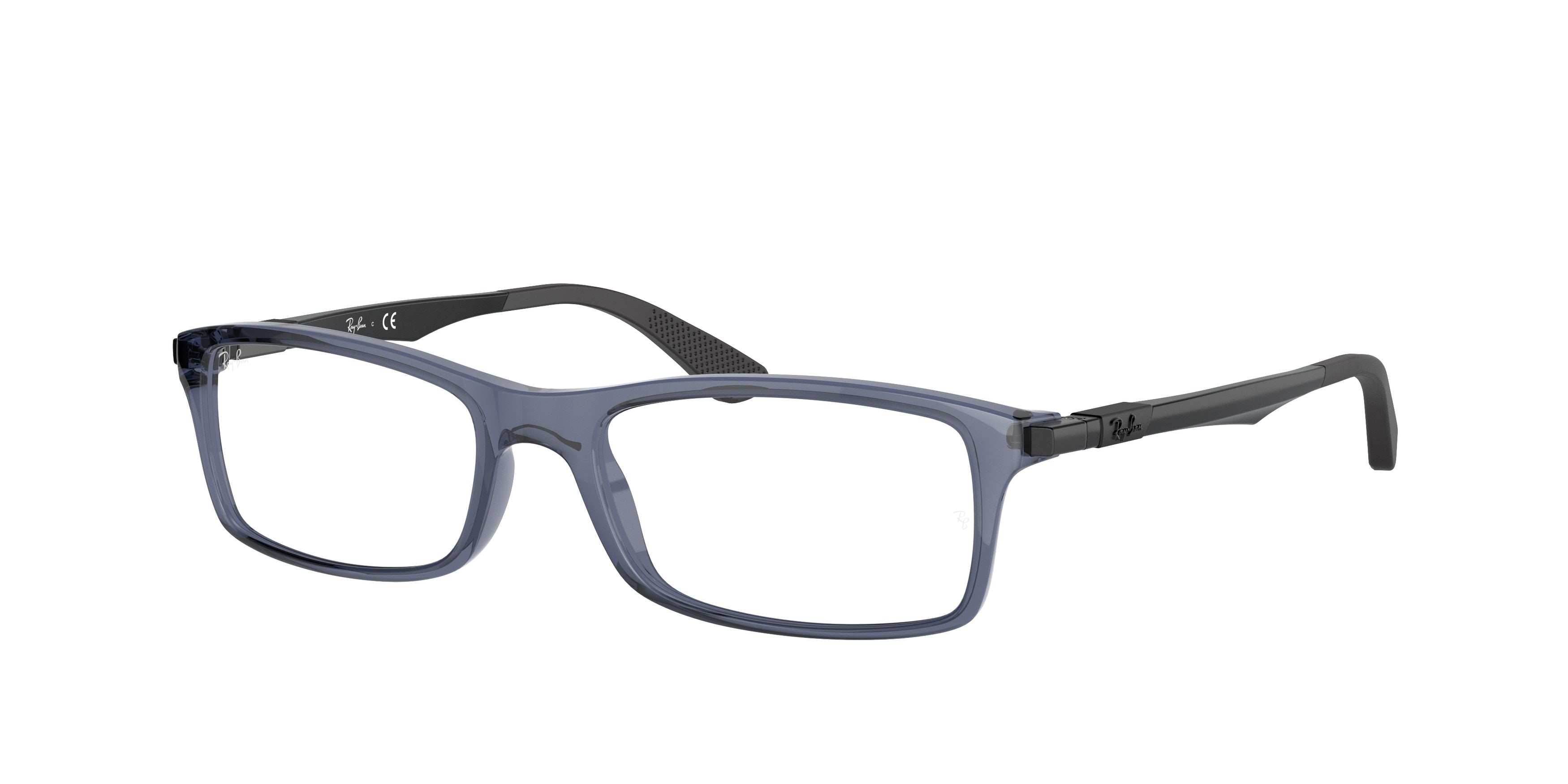 Ray-Ban Optical RX7017 Rectangle Eyeglasses  8122-Transparent Blue 53-145-17 - Color Map Blue