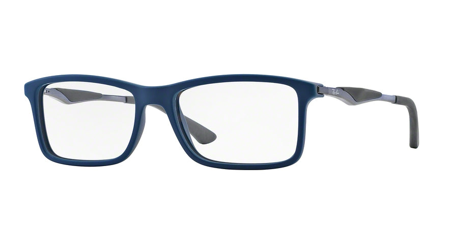 Ray-Ban Optical RX7023 Rectangle Eyeglasses  5260-TOP BLUE ON MATTE DARK GREY 55-17-145 - Color Map grey