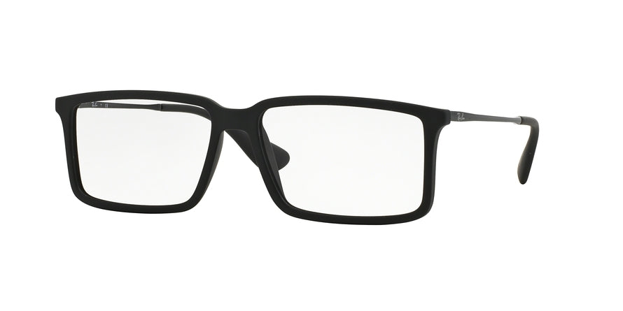 Ray-Ban Optical RX7043 Rectangle Eyeglasses  5364-RUBBER BLACK 52-14-140 - Color Map black