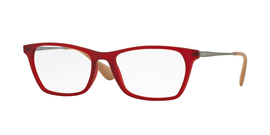 Ray-Ban Optical RX7053F Square Eyeglasses  5525-RUBBER RED 54-17-140 - Color Map red