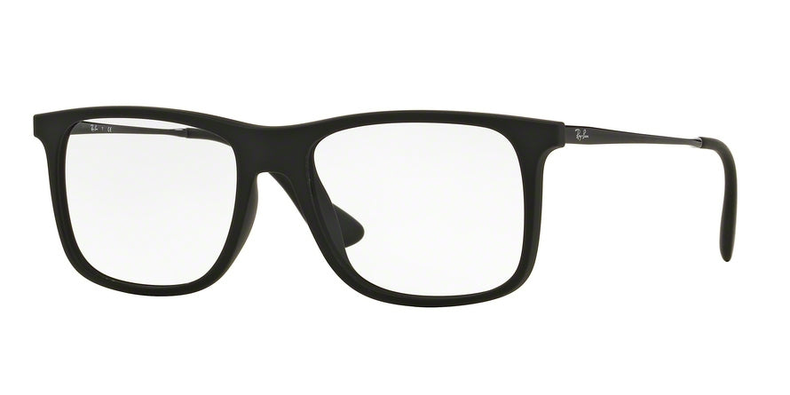 Ray-Ban Optical RX7054F Square Eyeglasses  5364-RUBBER BLACK 53-17-145 - Color Map black