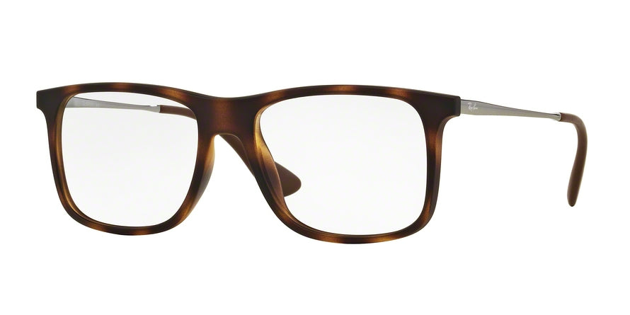Ray-Ban Optical RX7054F Square Eyeglasses  5365-RUBBER HAVANA 53-17-145 - Color Map havana