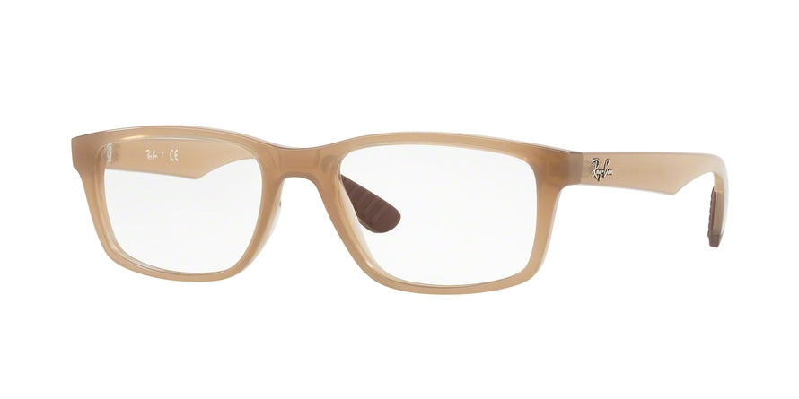 Ray-Ban Optical RX7063 Rectangle Eyeglasses  8018-TRANSPARENT BEIGE 54-18-145 - Color Map light brown