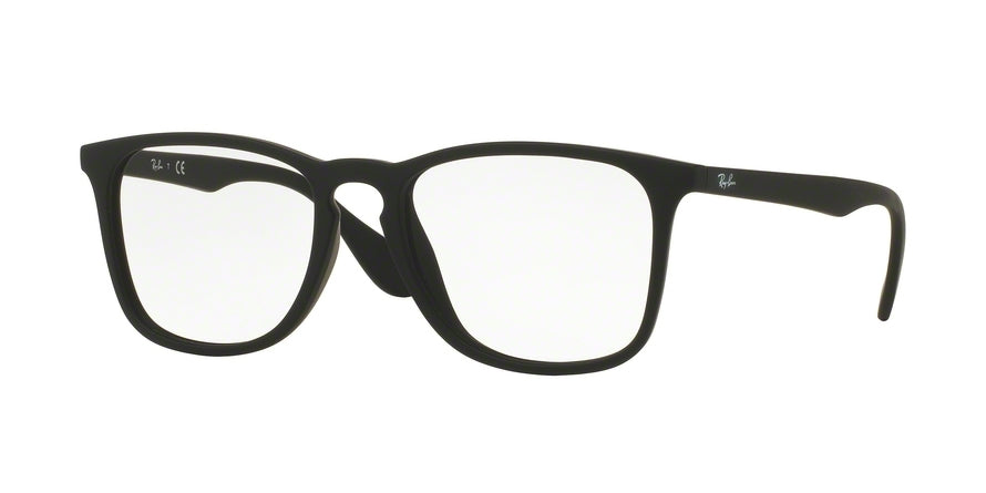 Ray-Ban Optical RX7074F Square Eyeglasses  5364-RUBBER BLACK 52-18-145 - Color Map black