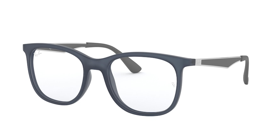 Ray-Ban Optical RX7078 Square Eyeglasses  5679-MATTE TRASPARENT BLUE 53-18-145 - Color Map blue