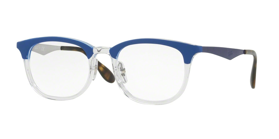 Ray-Ban Optical RX7112 Square Eyeglasses  5684-TRANSPARENT/SHINY BLUE 53-20-145 - Color Map blue
