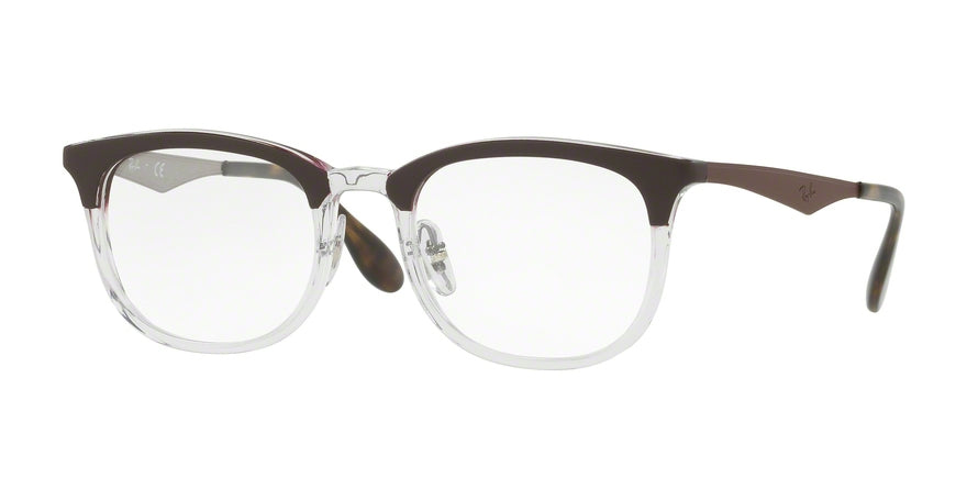 Ray-Ban Optical RX7112 Square Eyeglasses  5685-TRANSPARENT/SHINY BROWN 53-20-145 - Color Map brown