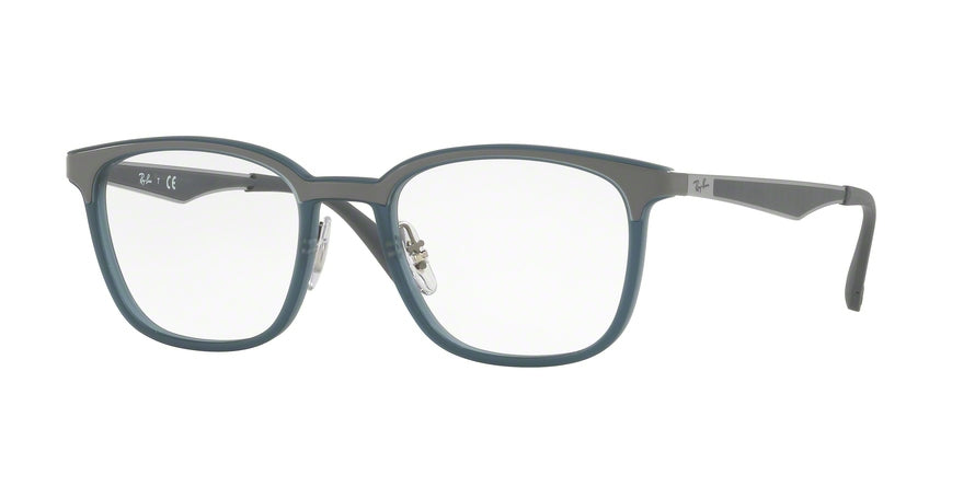Ray-Ban Optical RX7117 Square Eyeglasses  5679-MATTE TRASPARENT GREY/BLU 52-19-145 - Color Map blue