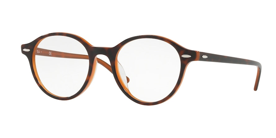 Ray-Ban Optical RX7118F Square Eyeglasses  5713-TOP HAVANA ON LIGHT BROWN 50-19-145 - Color Map yellow