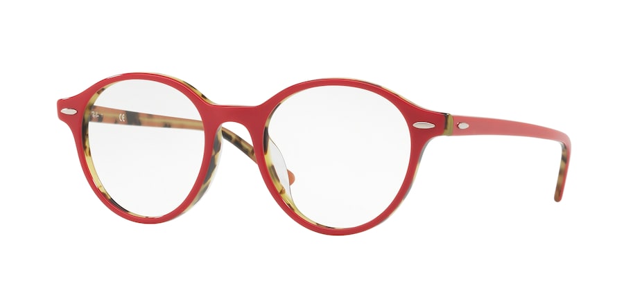 Ray-Ban Optical RX7118F Square Eyeglasses  5714-TOP BORDEAUX ON GREEN HAVANA 50-19-145 - Color Map blue