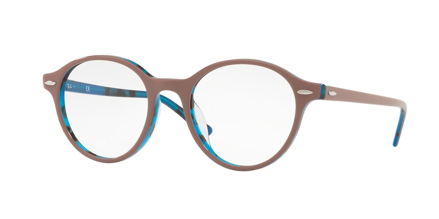 Ray-Ban Optical RX7118F Square Eyeglasses  5715-TOP LIGHT BROWN ON BLUE HAVANA 50-19-145 - Color Map violet