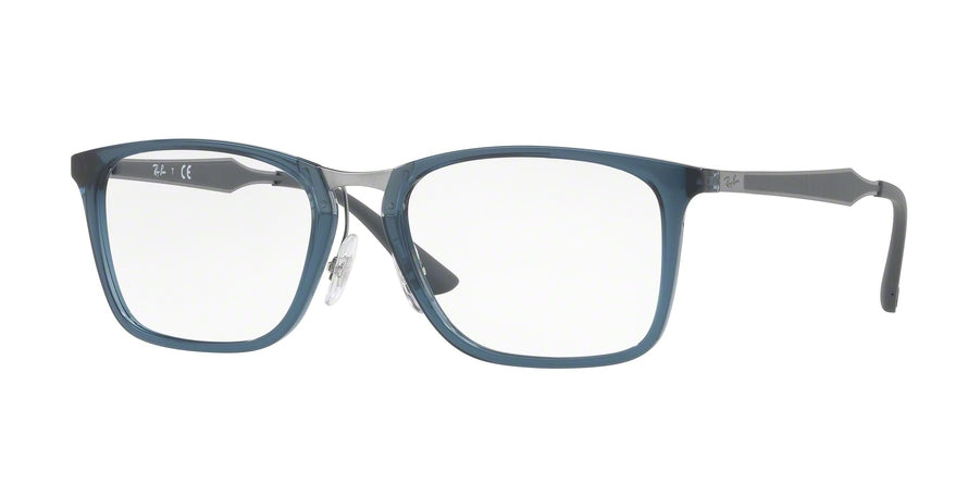 Ray-Ban Optical RX7131 Square Eyeglasses  5719-TRANSPARENT GREY/BLUE 53-19-145 - Color Map blue
