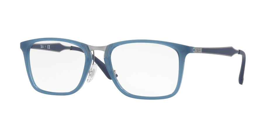 Ray-Ban Optical RX7131 Square Eyeglasses  8019-TRANSPARENT LIGHT BLUE 55-19-145 - Color Map light blue