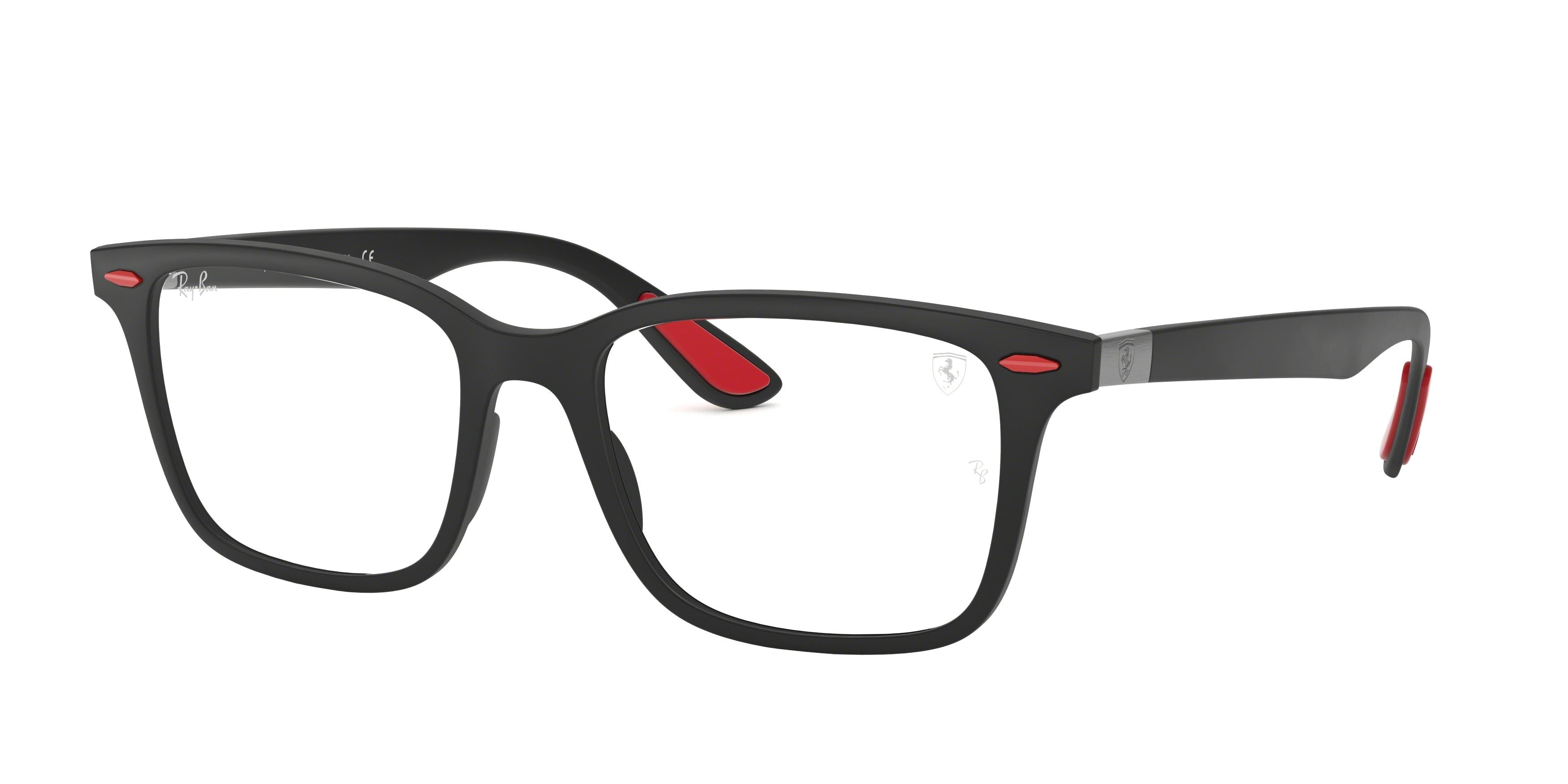 Ray-Ban Optical SCUDERIA FERRARI COLLECTION RX7144M Square Eyeglasses  F602-Black 53-150-18 - Color Map Black