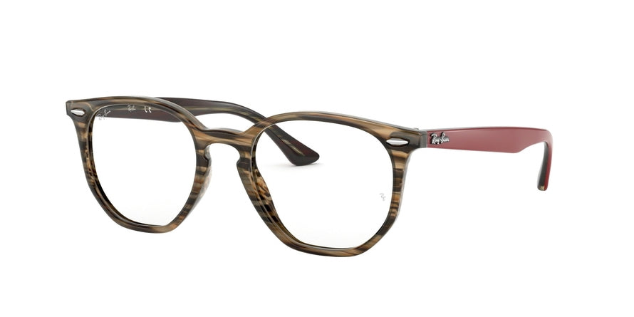 Ray-Ban Optical HEXAGONAL RX7151F Irregular Eyeglasses  5802-BROWN/GREY STRIPPED 52-19-145 - Color Map grey