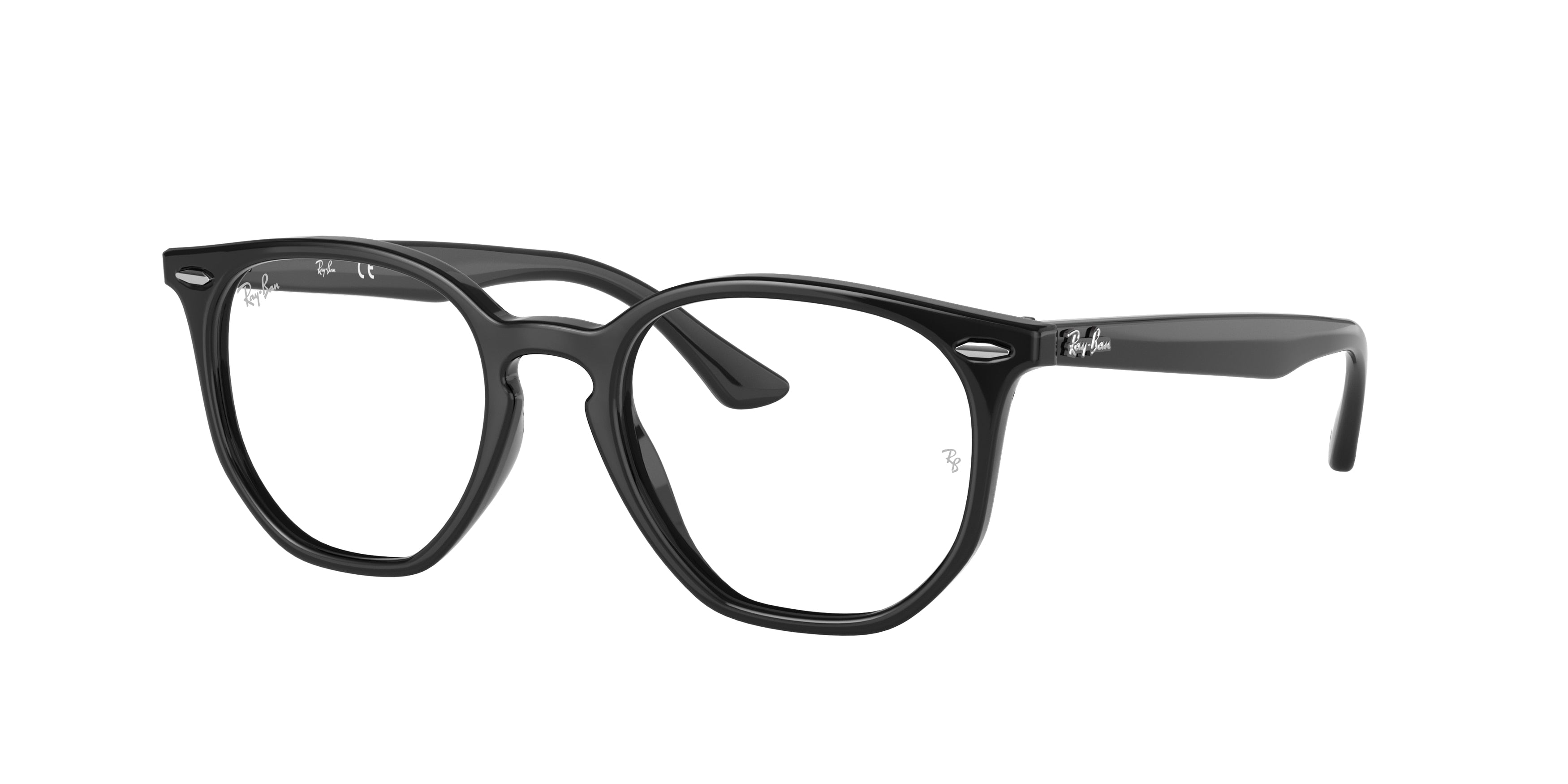 Ray-Ban Optical HEXAGONAL RX7151 Irregular Eyeglasses  2000-Black 52-145-19 - Color Map Black