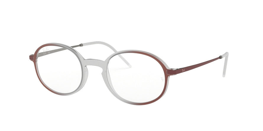 Ray-Ban Optical RX7153F Oval Eyeglasses  5792-RUBBER BROWN ON BORDEAUX GRAD 52-21-145 - Color Map light brown