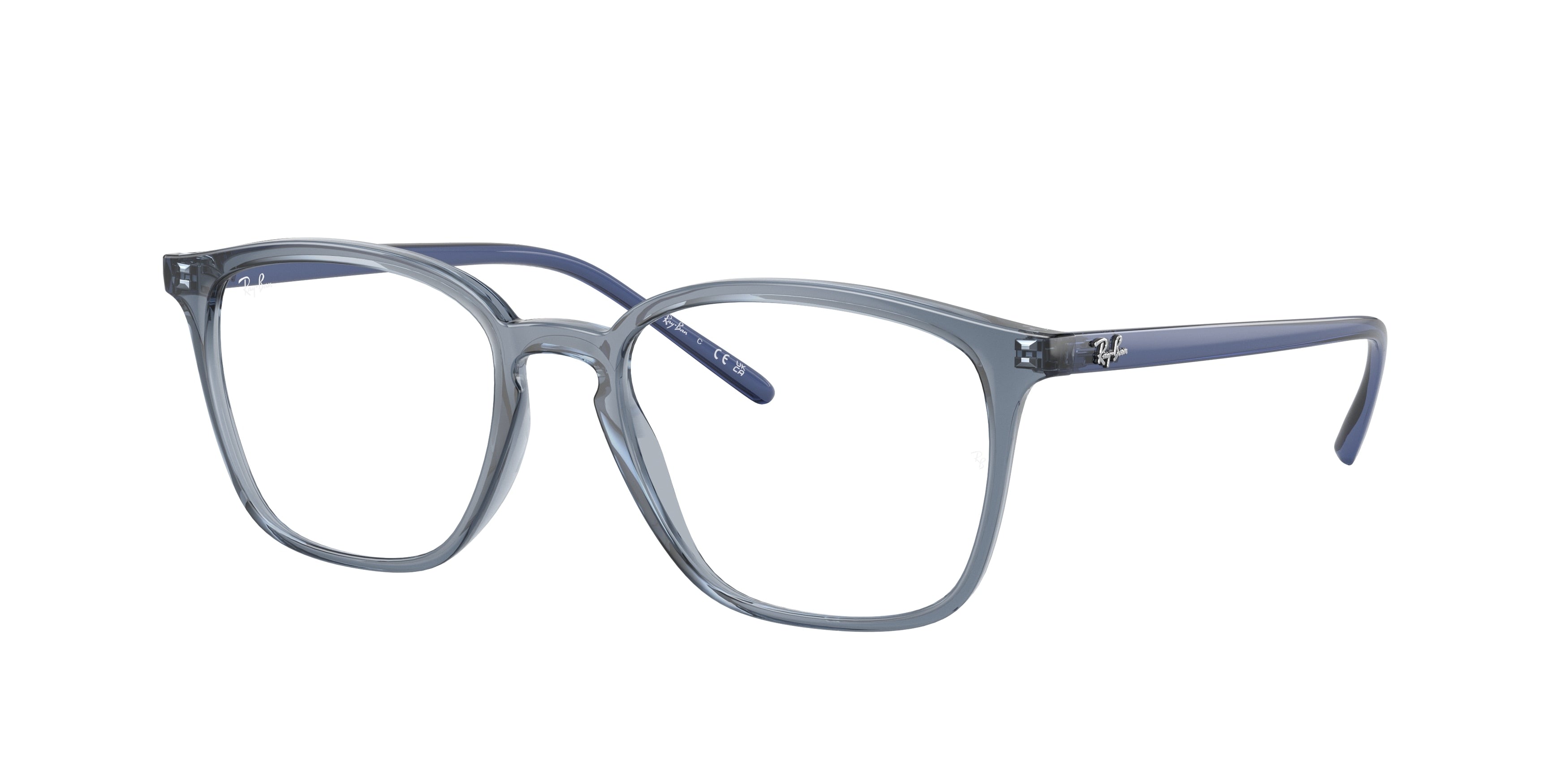 Ray-Ban Optical RX7185F Square Eyeglasses  8235-Transparent Dark Blue 54-145-18 - Color Map Blue