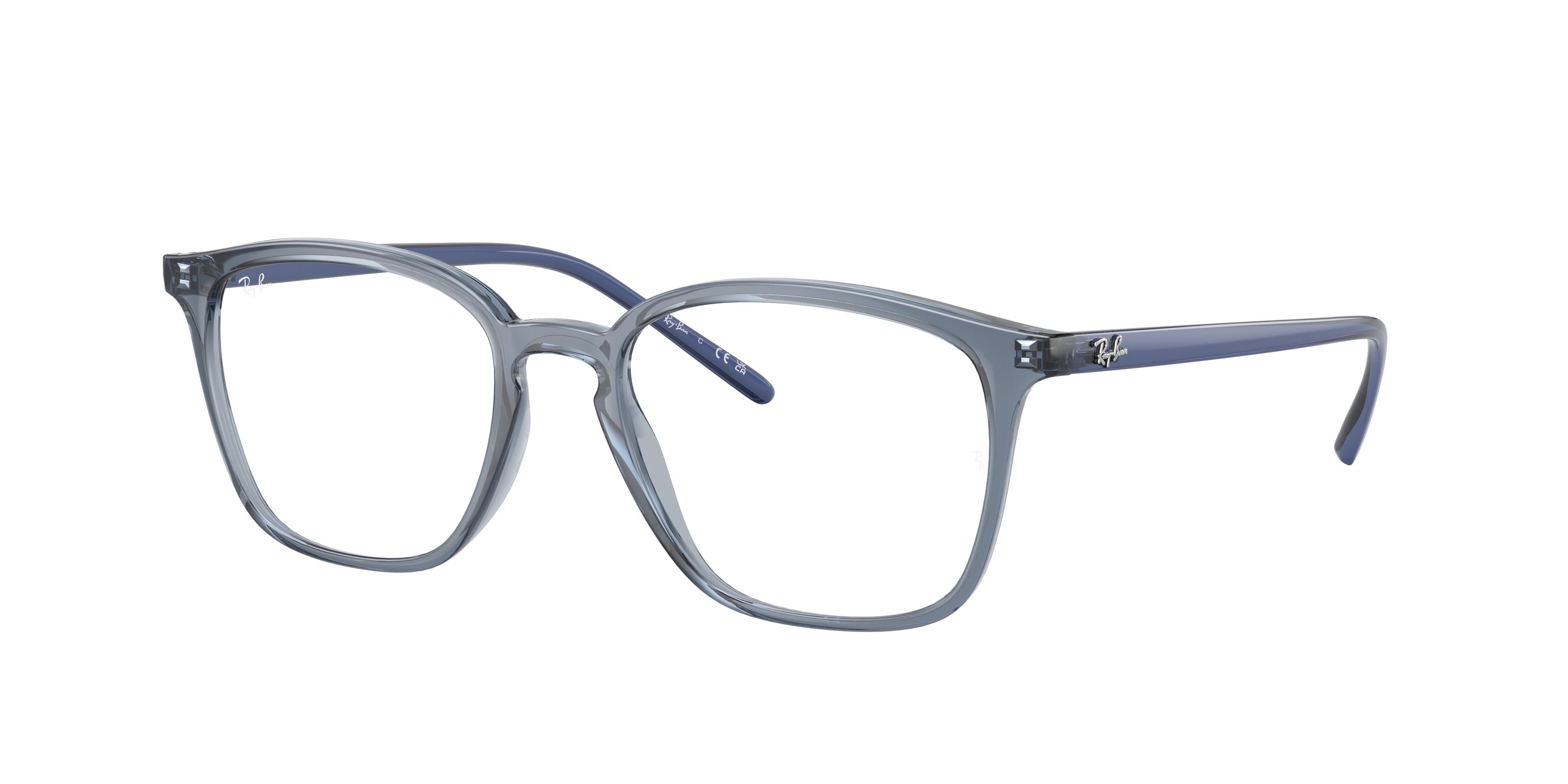 Ray-Ban Optical RX7185 Square Eyeglasses  8235-Transparent Dark Blue 52-145-18 - Color Map Blue