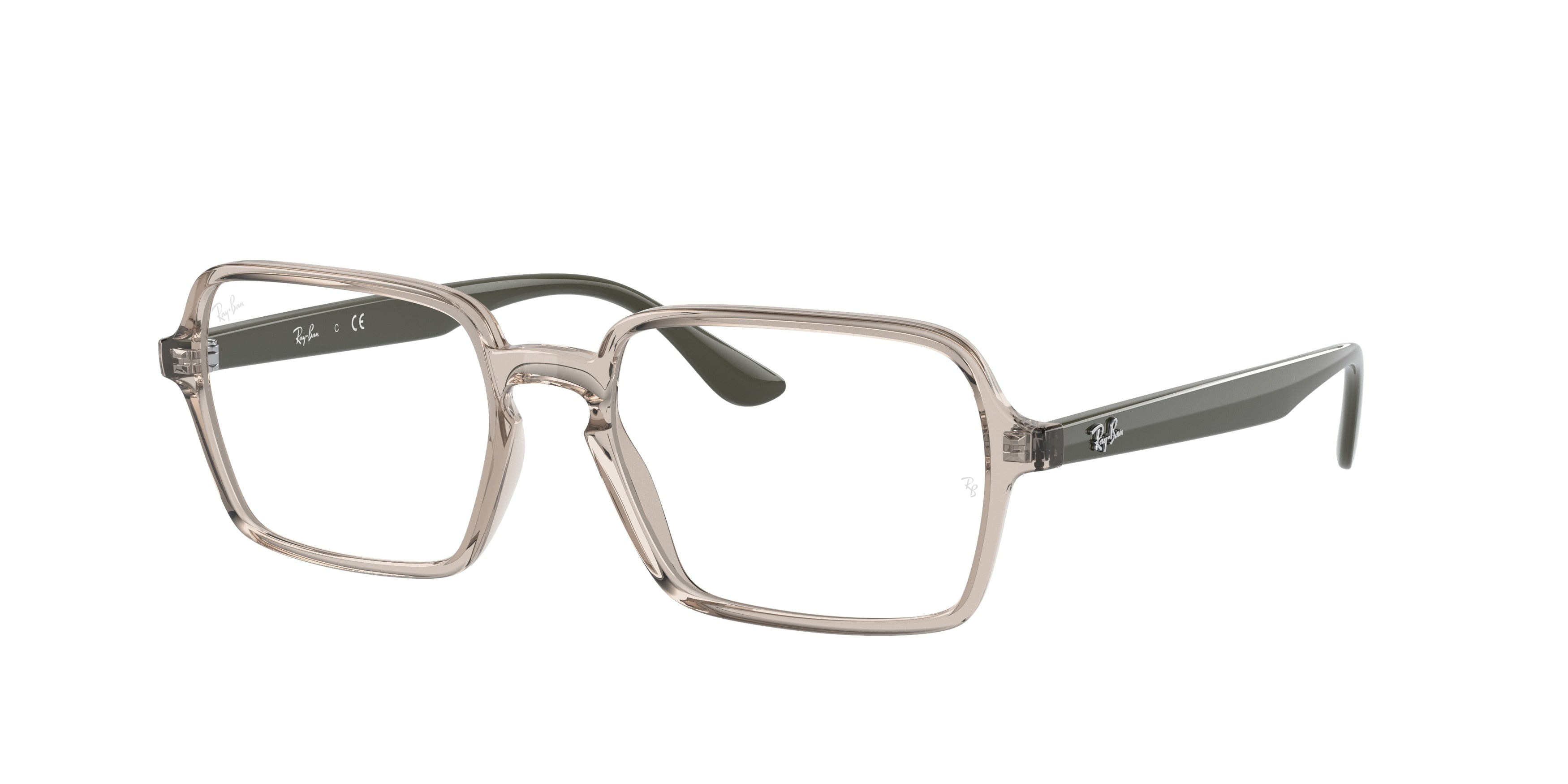 Ray-Ban Optical RX7198 Rectangle Eyeglasses  8141-Transparent Beige 53-145-17 - Color Map Brown