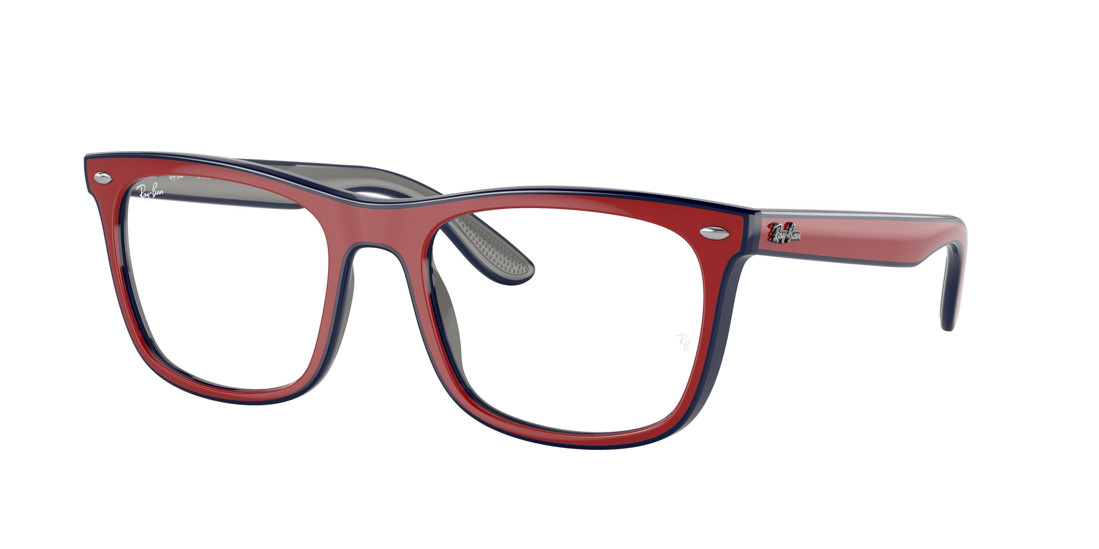 Ray-Ban Optical RX7209F Square Eyeglasses  8215-Red Blue Grey 54-145-20 - Color Map Red
