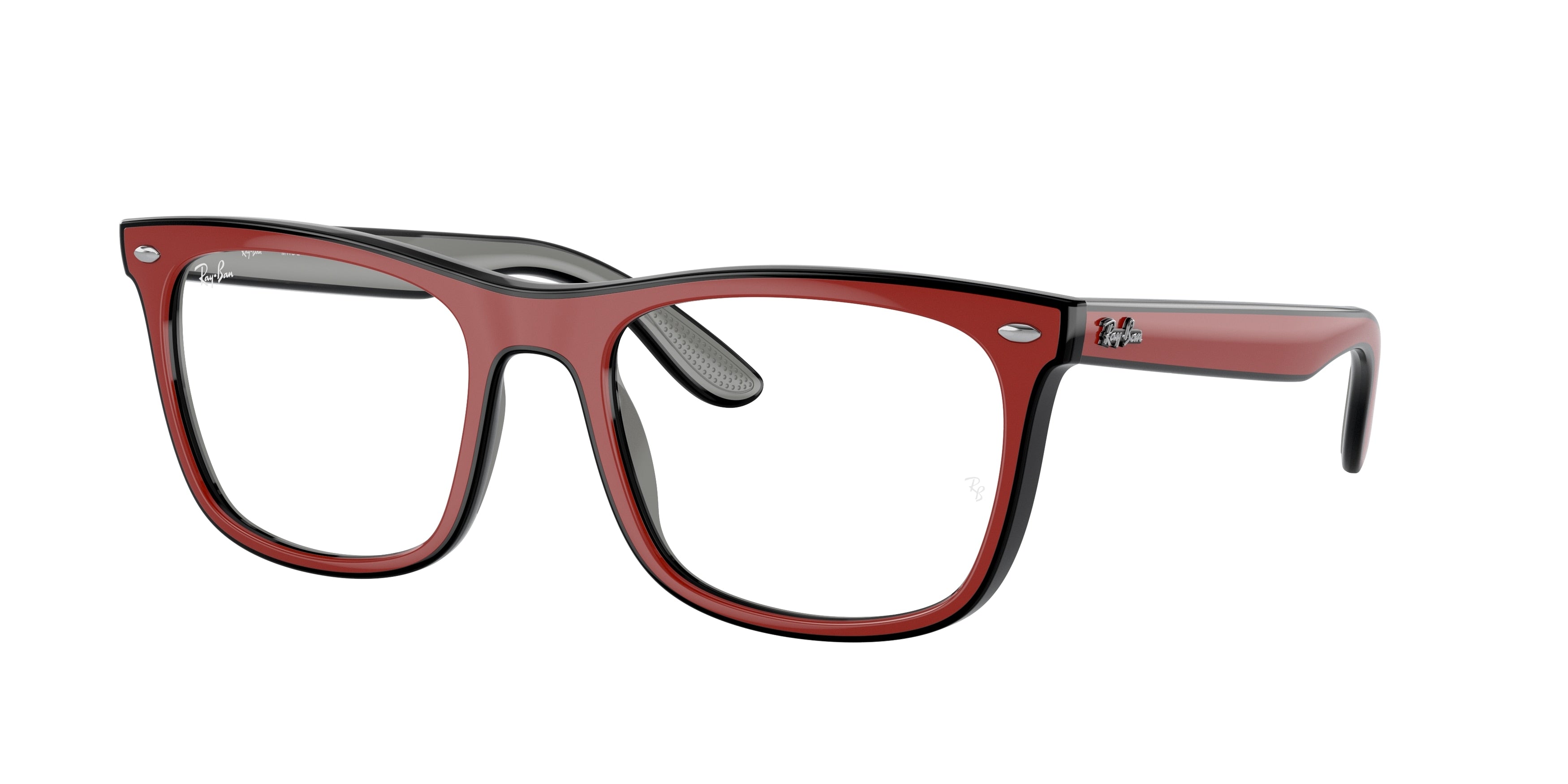 Ray-Ban Optical RX7209 Square Eyeglasses  8212-Red Black Grey 54-145-20 - Color Map Red