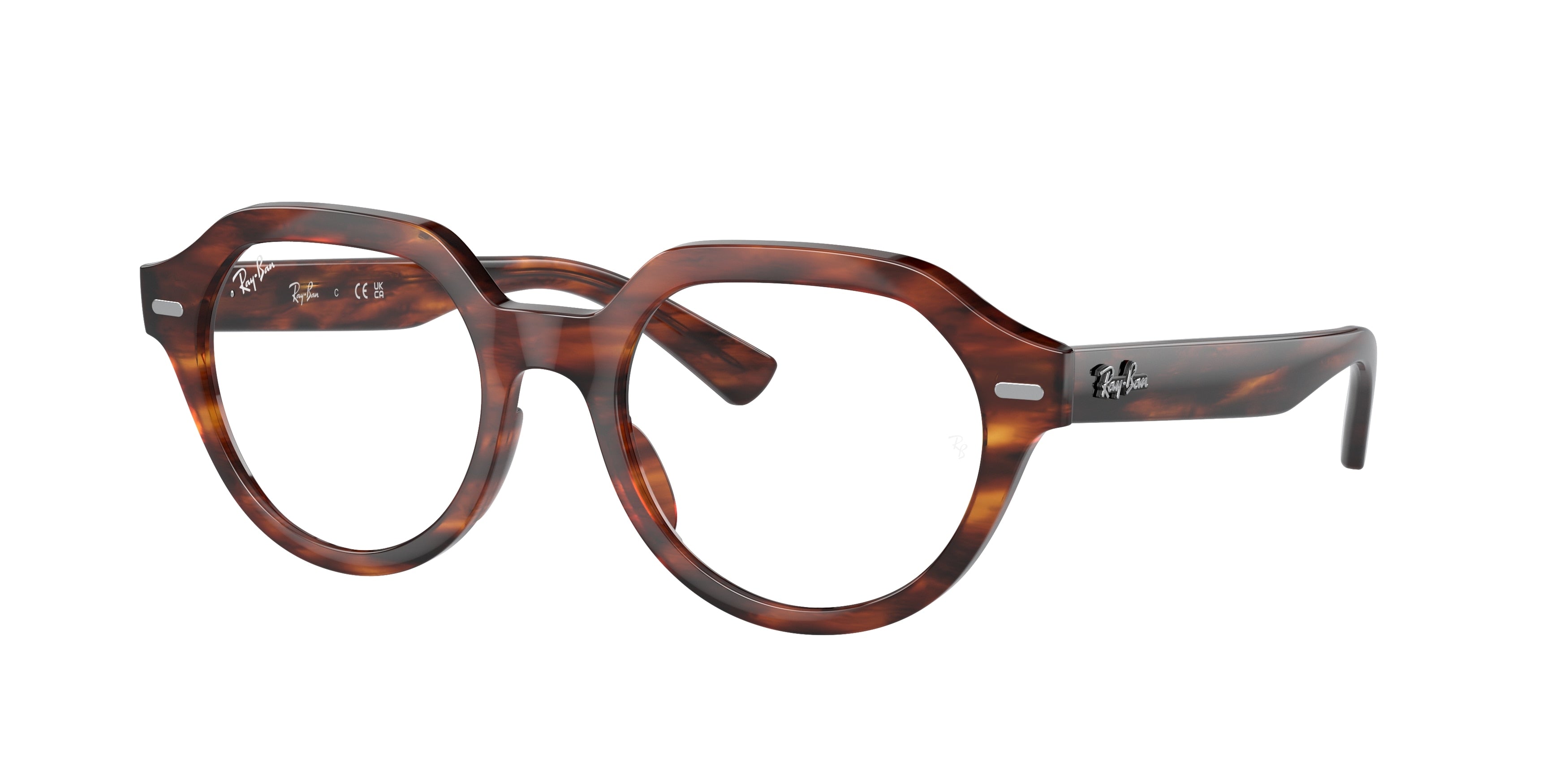 Ray-Ban Optical GINA RX7214F Square Eyeglasses  2144-Striped Havana 51-140-20 - Color Map Brown