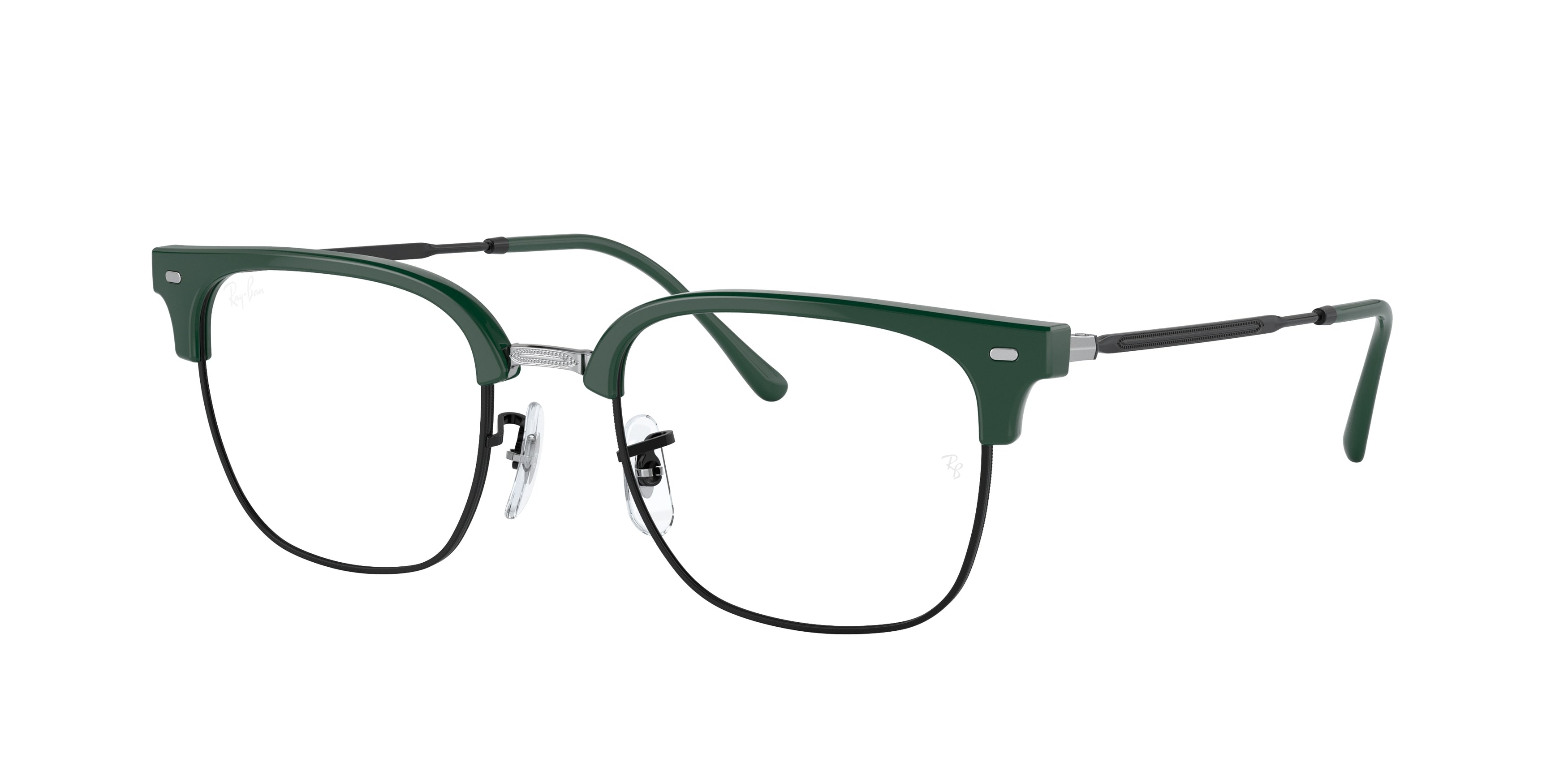 Ray-Ban Optical NEW CLUBMASTER RX7216F Square Eyeglasses  8208-Green On Black 53-145-20 - Color Map Green
