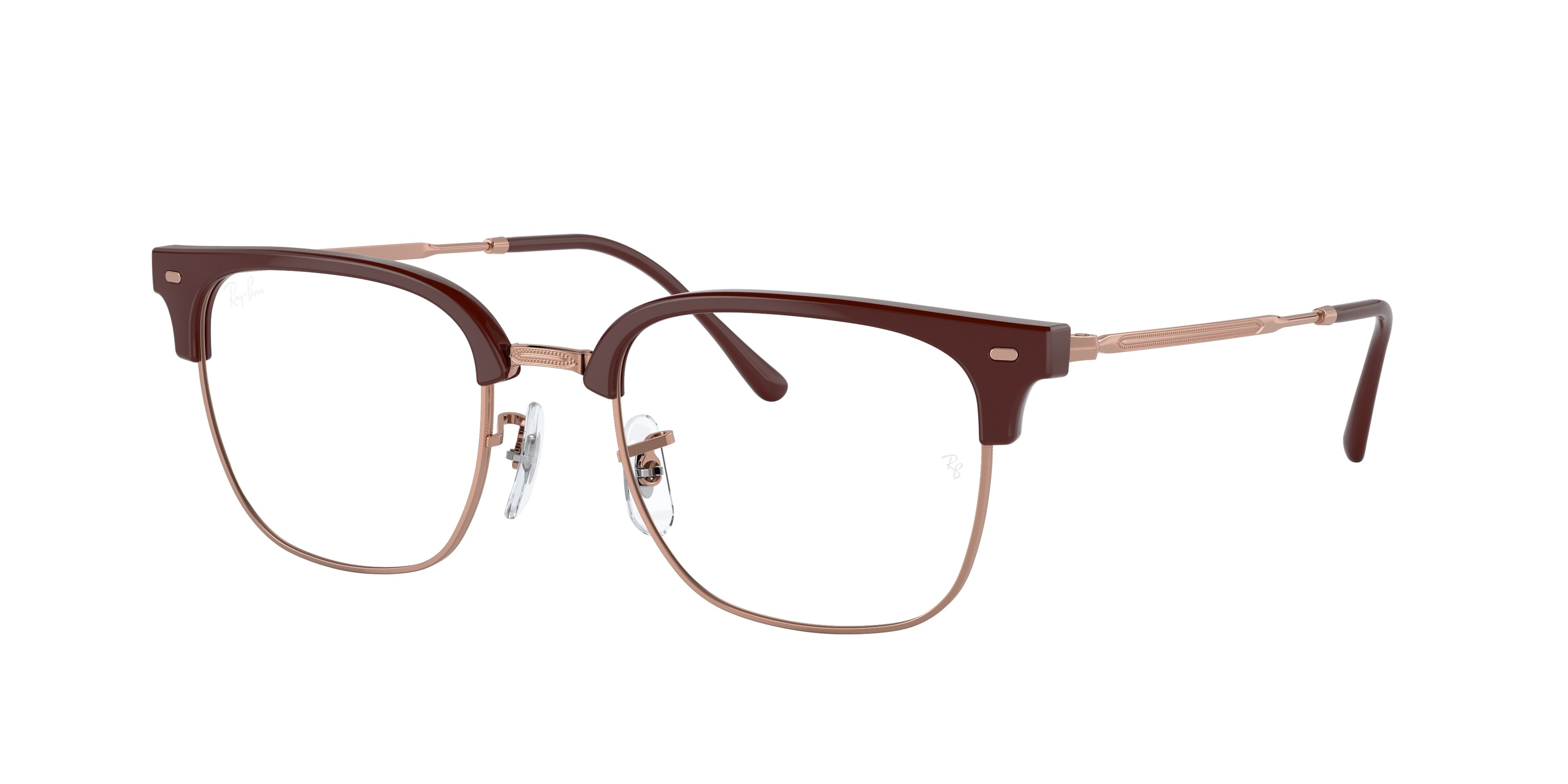 Ray-Ban Optical NEW CLUBMASTER RX7216F Square Eyeglasses  8209-Bordeaux On Rose Gold 53-145-20 - Color Map Red