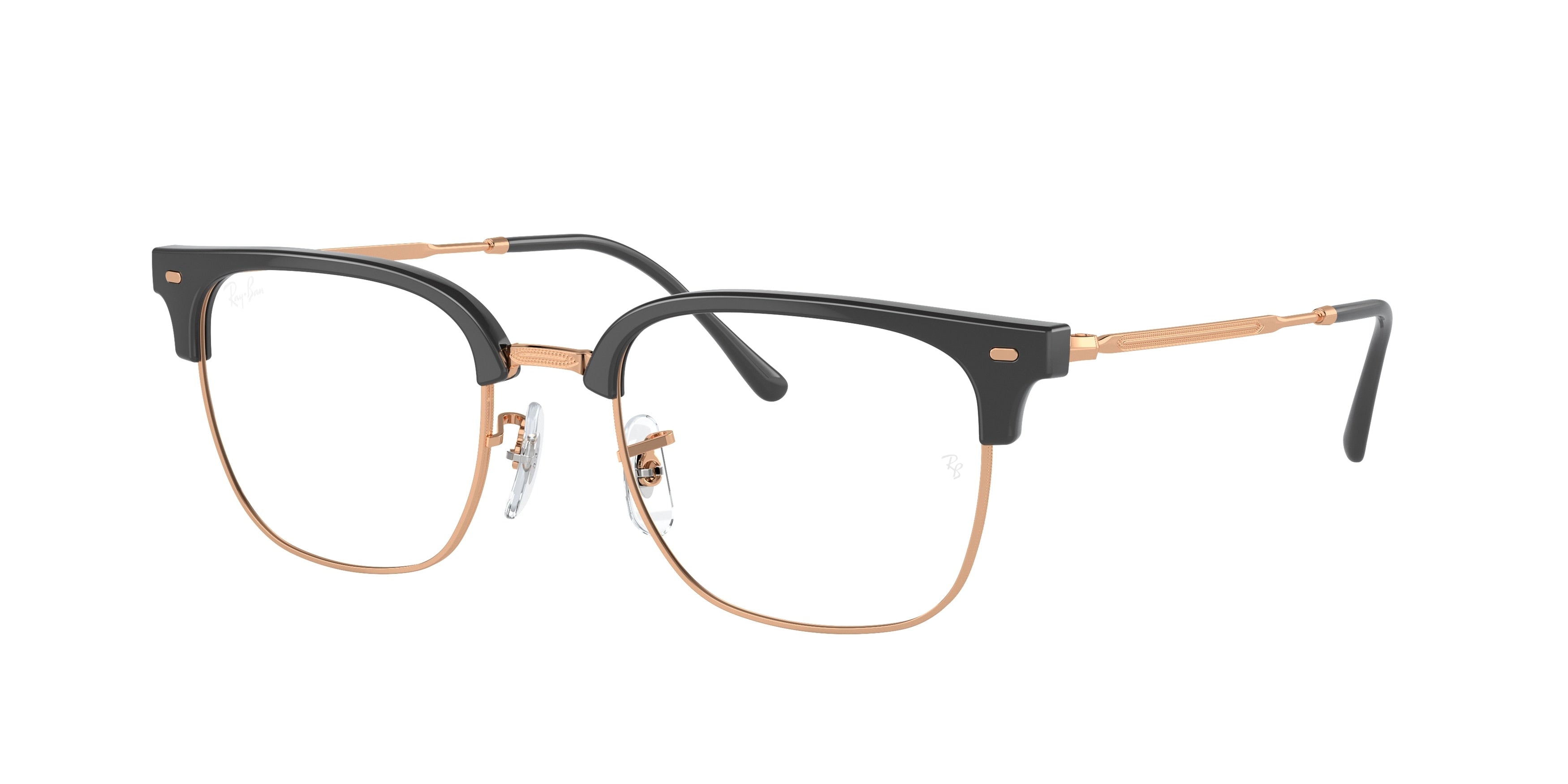 Ray-Ban Optical NEW CLUBMASTER RX7216F Square Eyeglasses  8322-Dark Grey On Rose Gold 53-145-20 - Color Map Grey