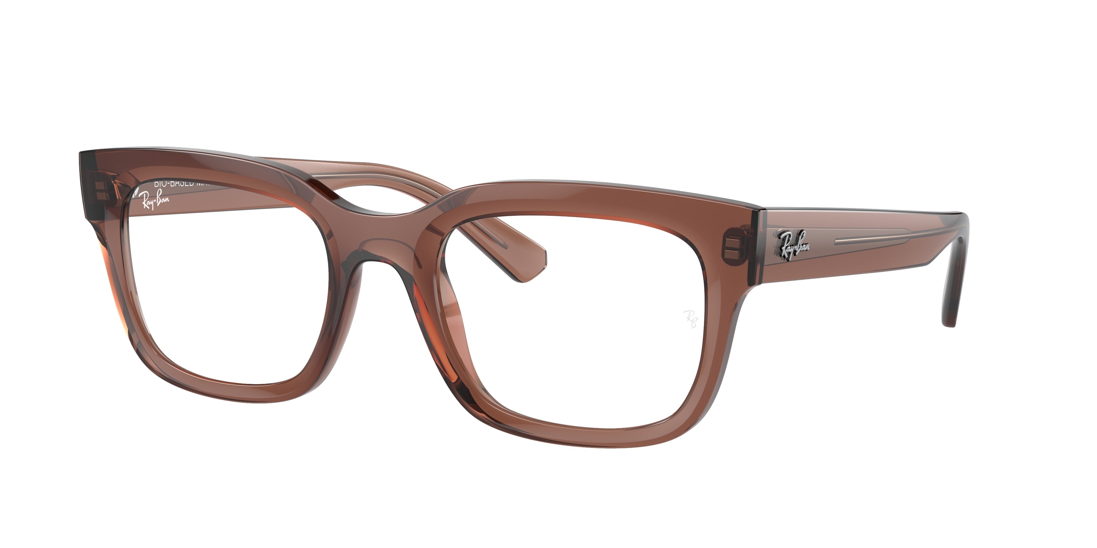 Ray-Ban Optical CHAD RX7217 Rectangle Eyeglasses  8261-Transparent Brown 54-145-22 - Color Map Brown