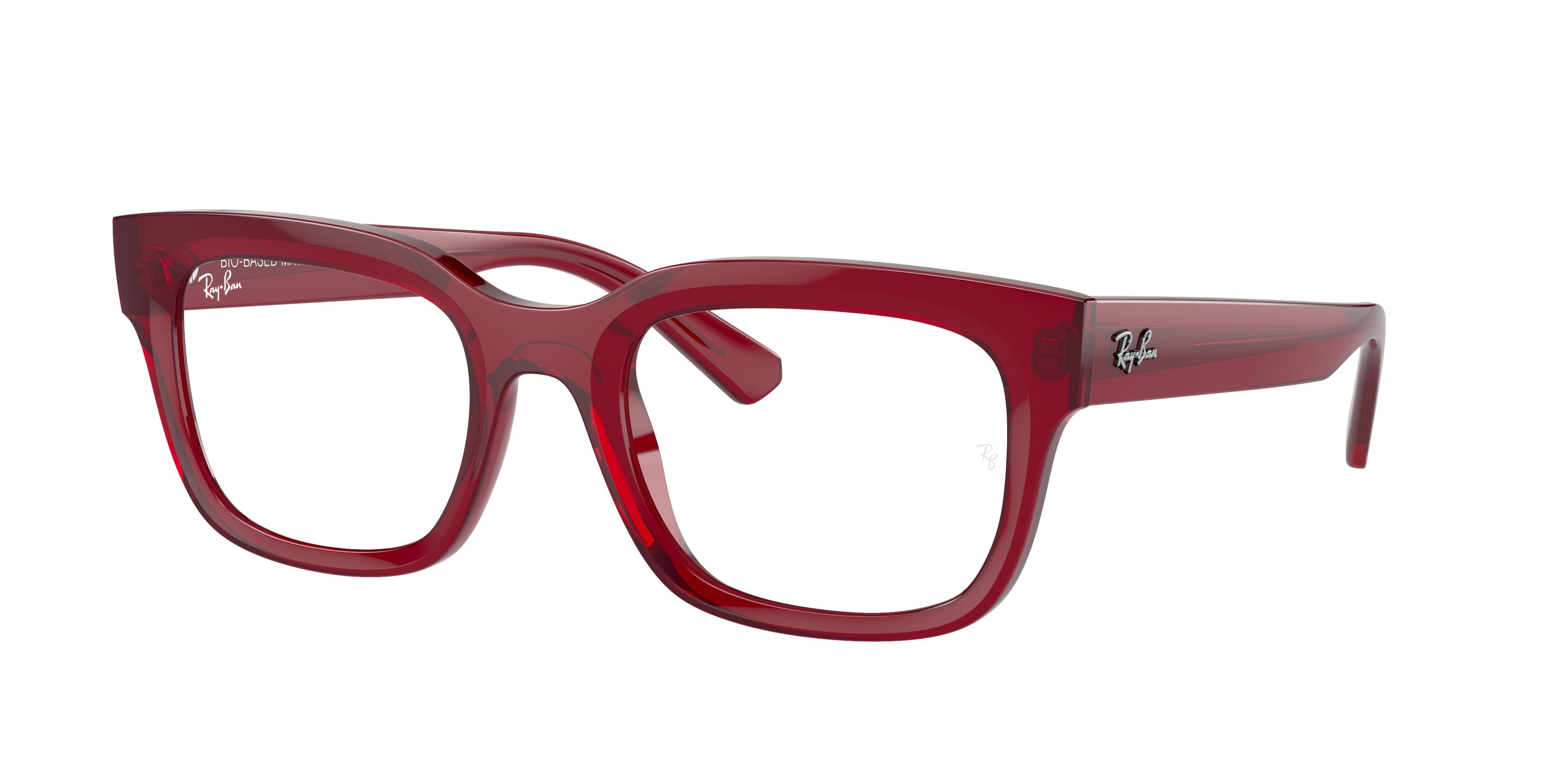 Ray-Ban Optical CHAD RX7217 Rectangle Eyeglasses  8265-Transparent Red 54-145-22 - Color Map Red