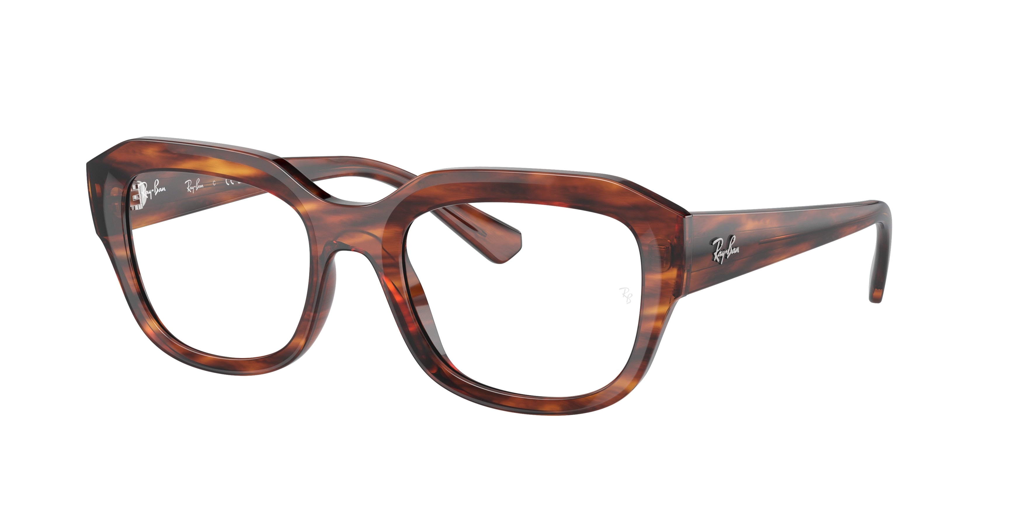 Ray-Ban Optical LEONID RX7225F Square Eyeglasses  8315-Striped Havana 54-145-20 - Color Map Brown