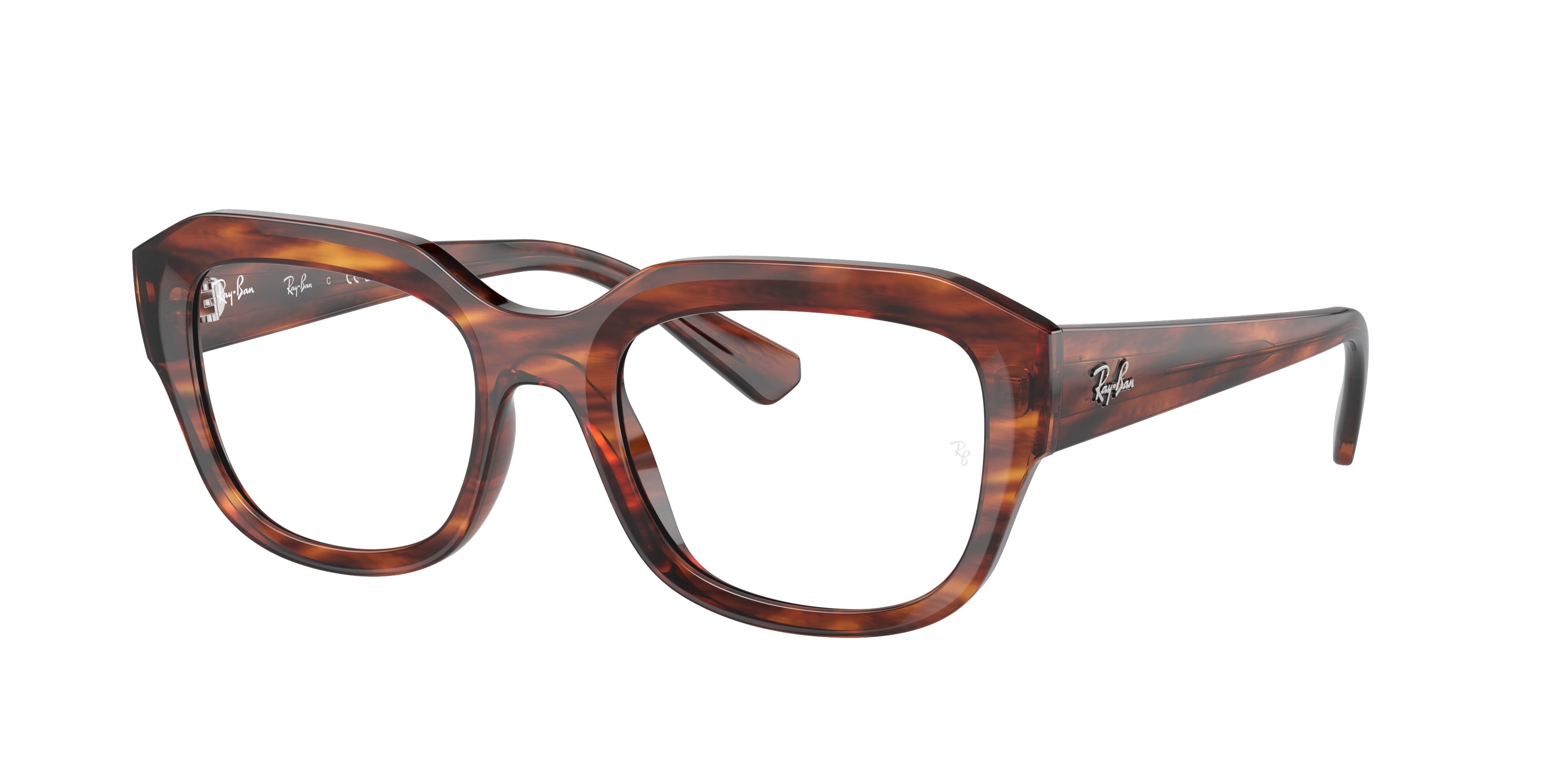 Ray-Ban Optical LEONID RX7225 Square Eyeglasses  8315-Striped Havana 54-145-20 - Color Map Brown