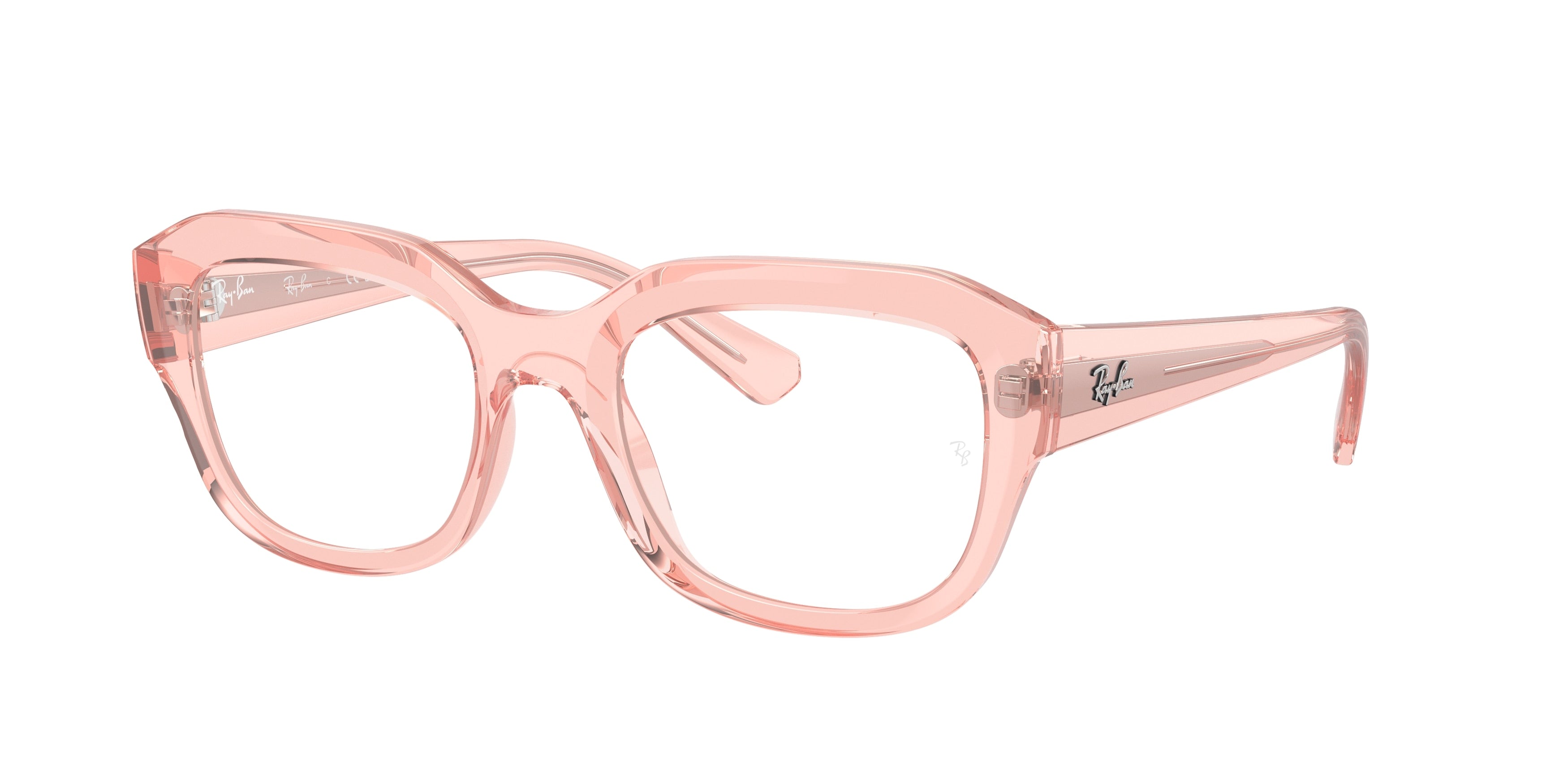 Ray-Ban Optical LEONID RX7225 Square Eyeglasses  8318-Transparent Pink 54-145-20 - Color Map Pink