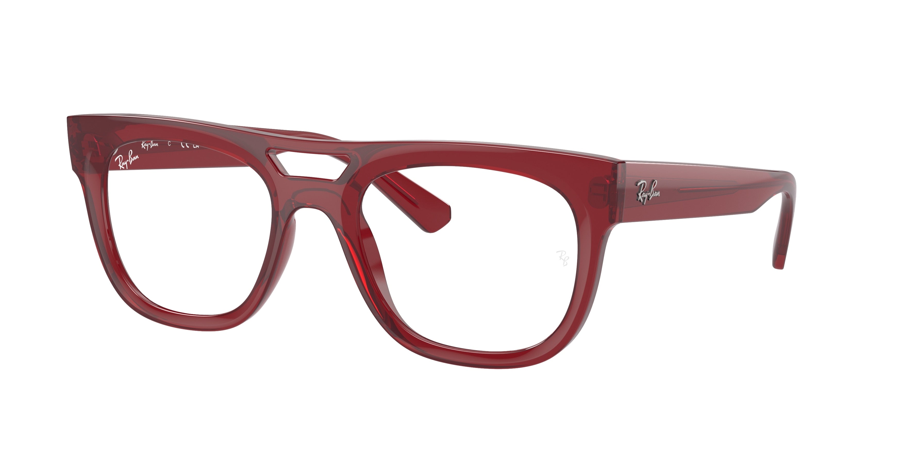 Ray-Ban Optical PHIL RX7226 Square Eyeglasses  8265-Transparent Red 54-145-21 - Color Map Red