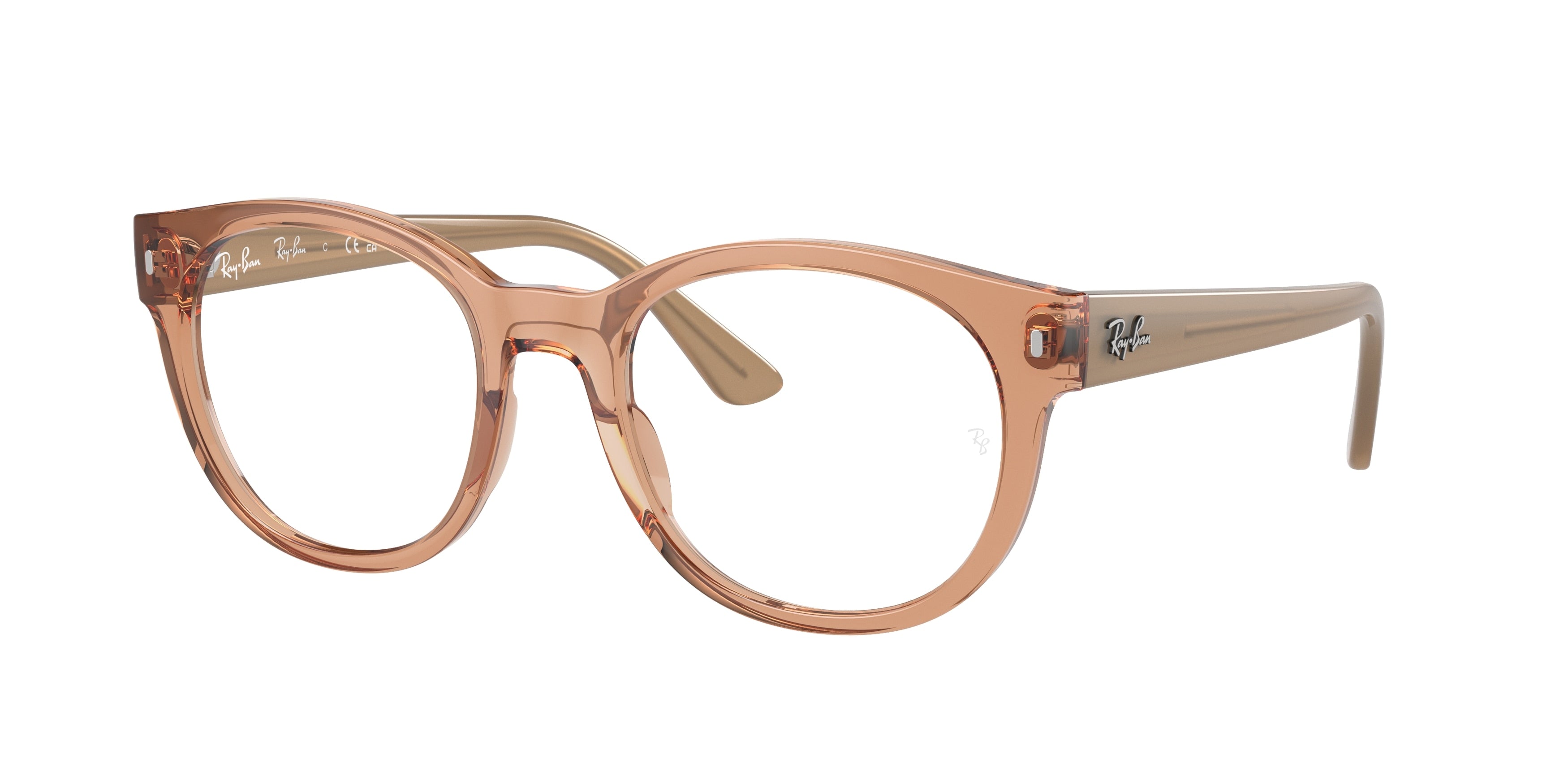 Ray-Ban Optical RX7227F Square Eyeglasses  8313-Transparent Light Brown 53-145-21 - Color Map Beige