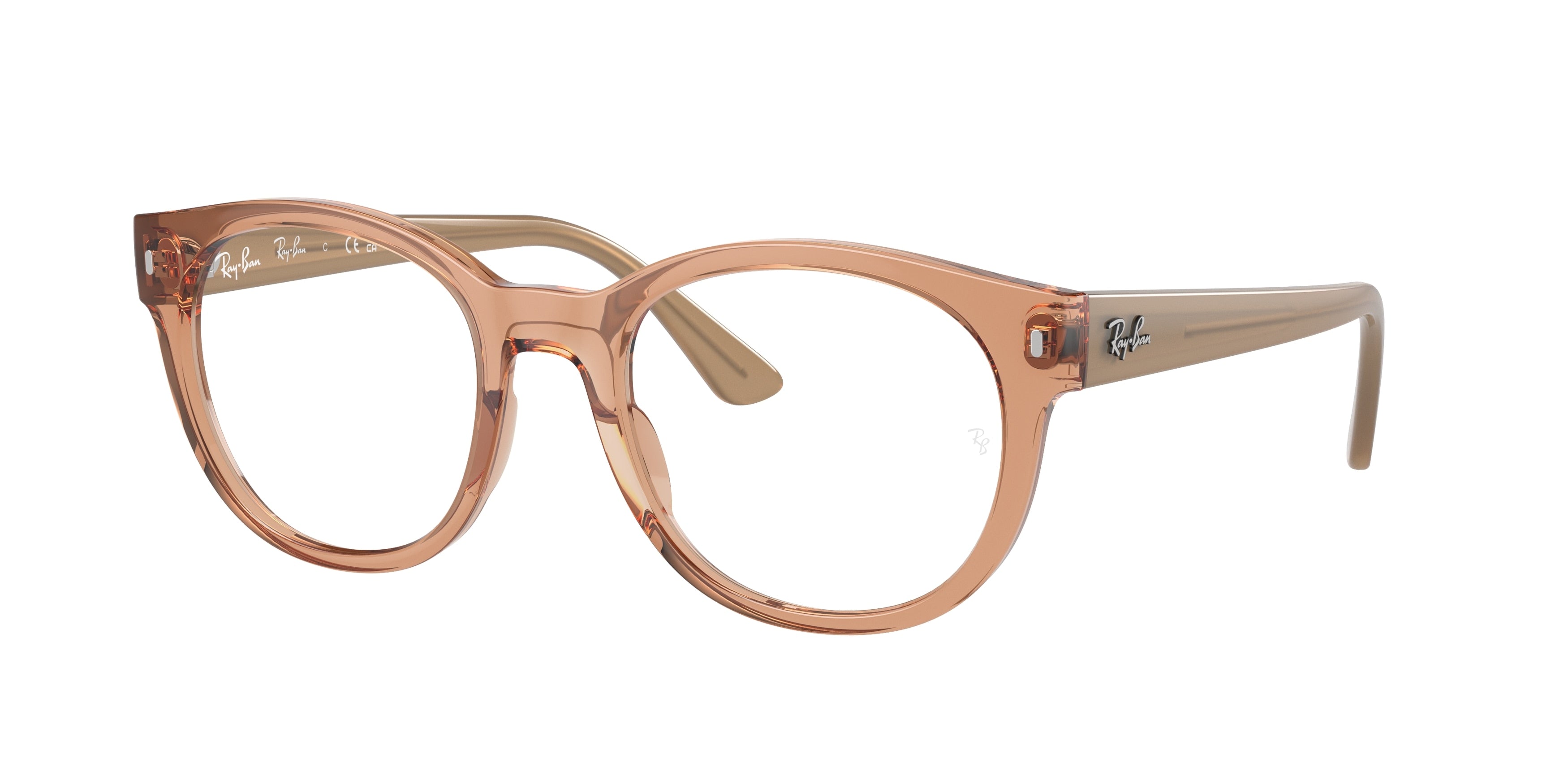 Ray-Ban Optical RX7227 Square Eyeglasses  8313-Transparent Light Brown 53-145-21 - Color Map Beige