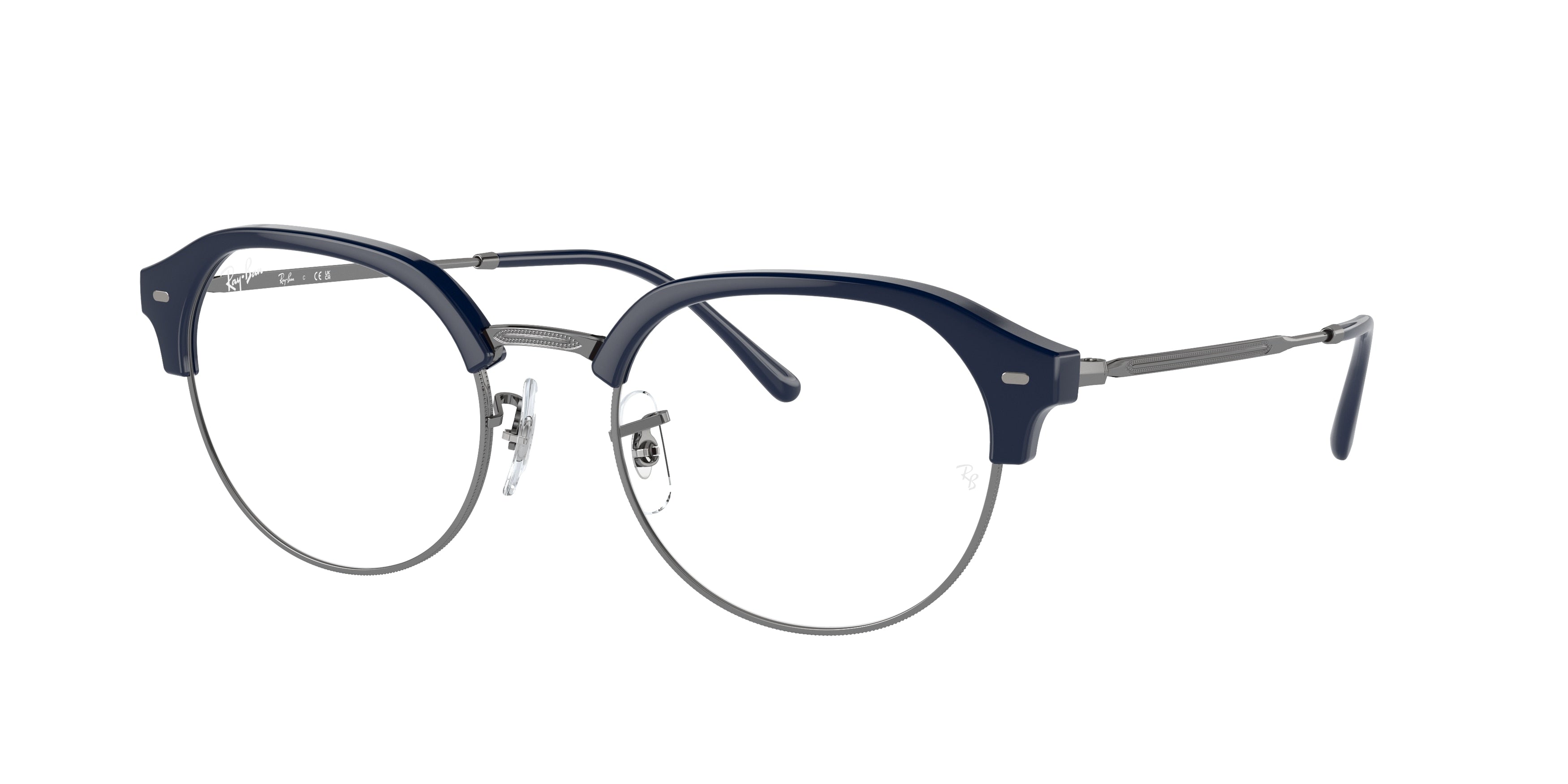 Ray-Ban Optical RX7229 Irregular Eyeglasses  8210-Blue On Gunmetal 53-145-20 - Color Map Blue