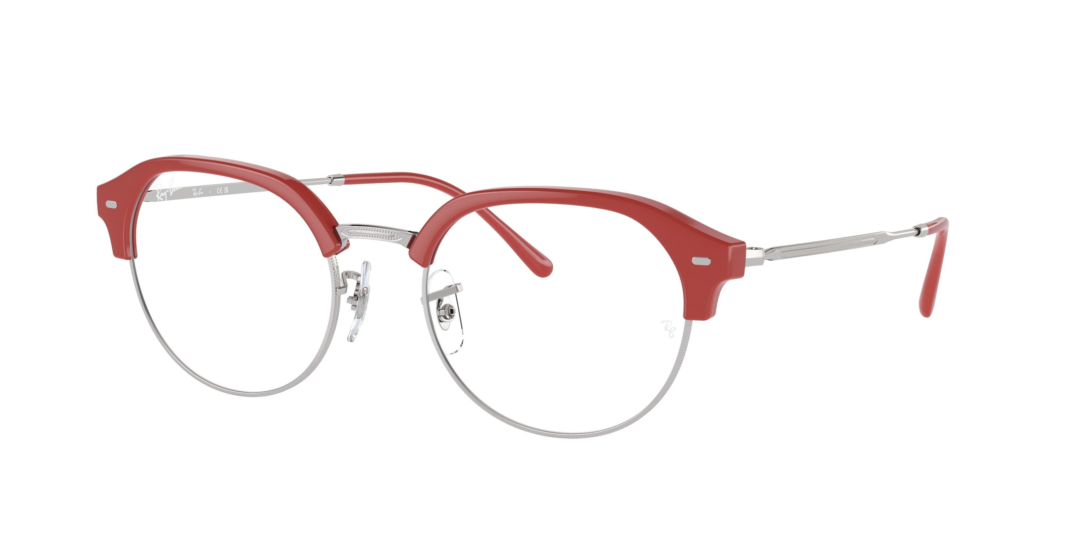 Ray-Ban Optical RX7229 Irregular Eyeglasses  8323-Red On Silver 53-145-20 - Color Map Red