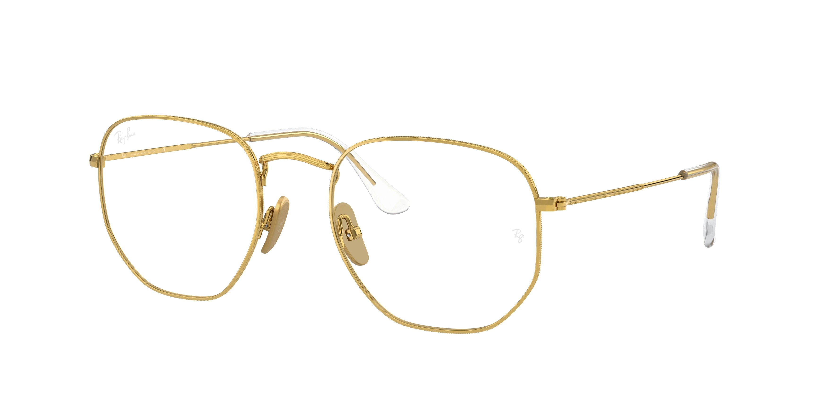 Ray-Ban Optical HEXAGONAL RX8148V Irregular Eyeglasses  1225-Gold 54-145-21 - Color Map Gold